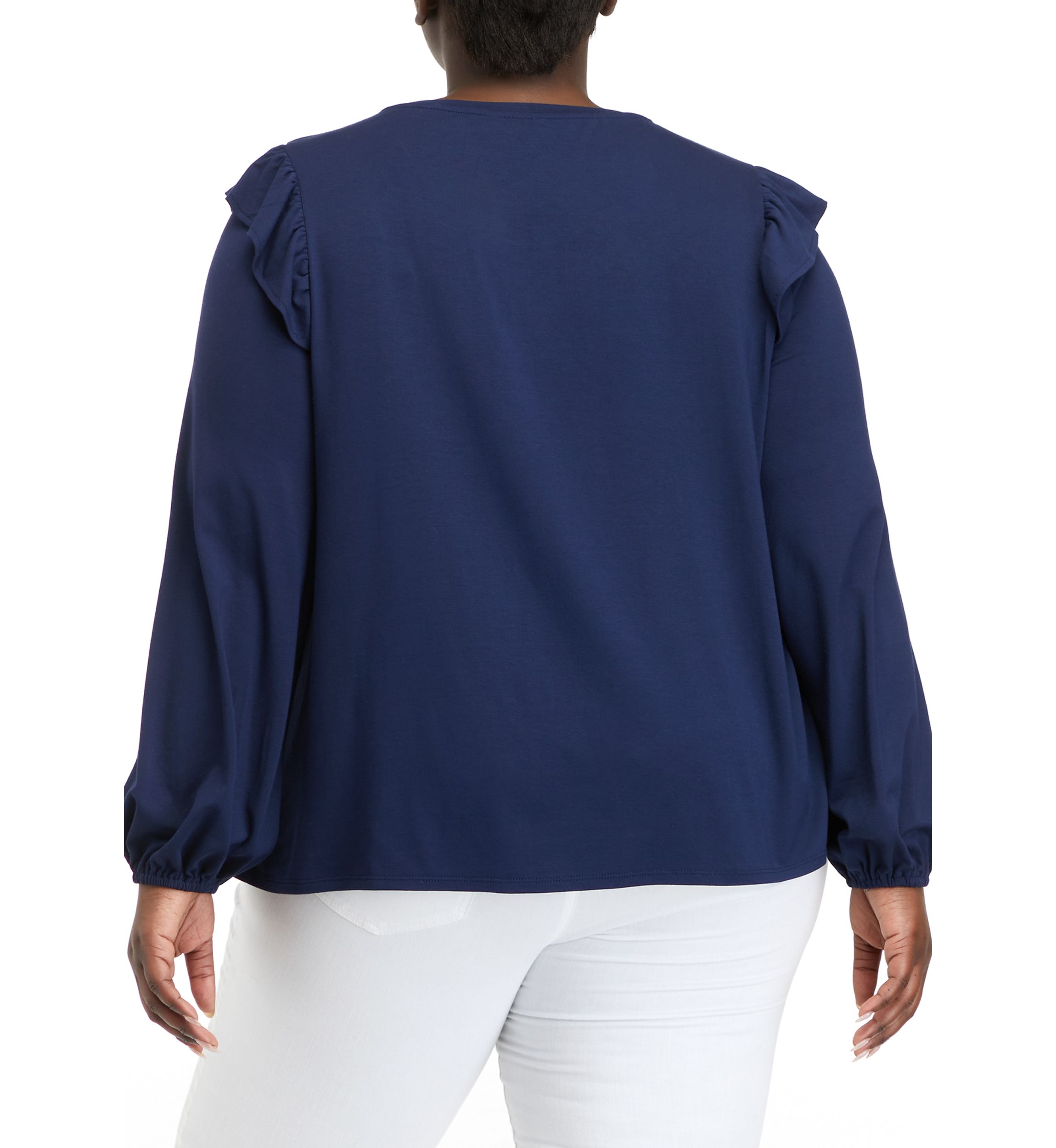 Plus Size Long Sleeve Julianna Ruffle Sleeve Top