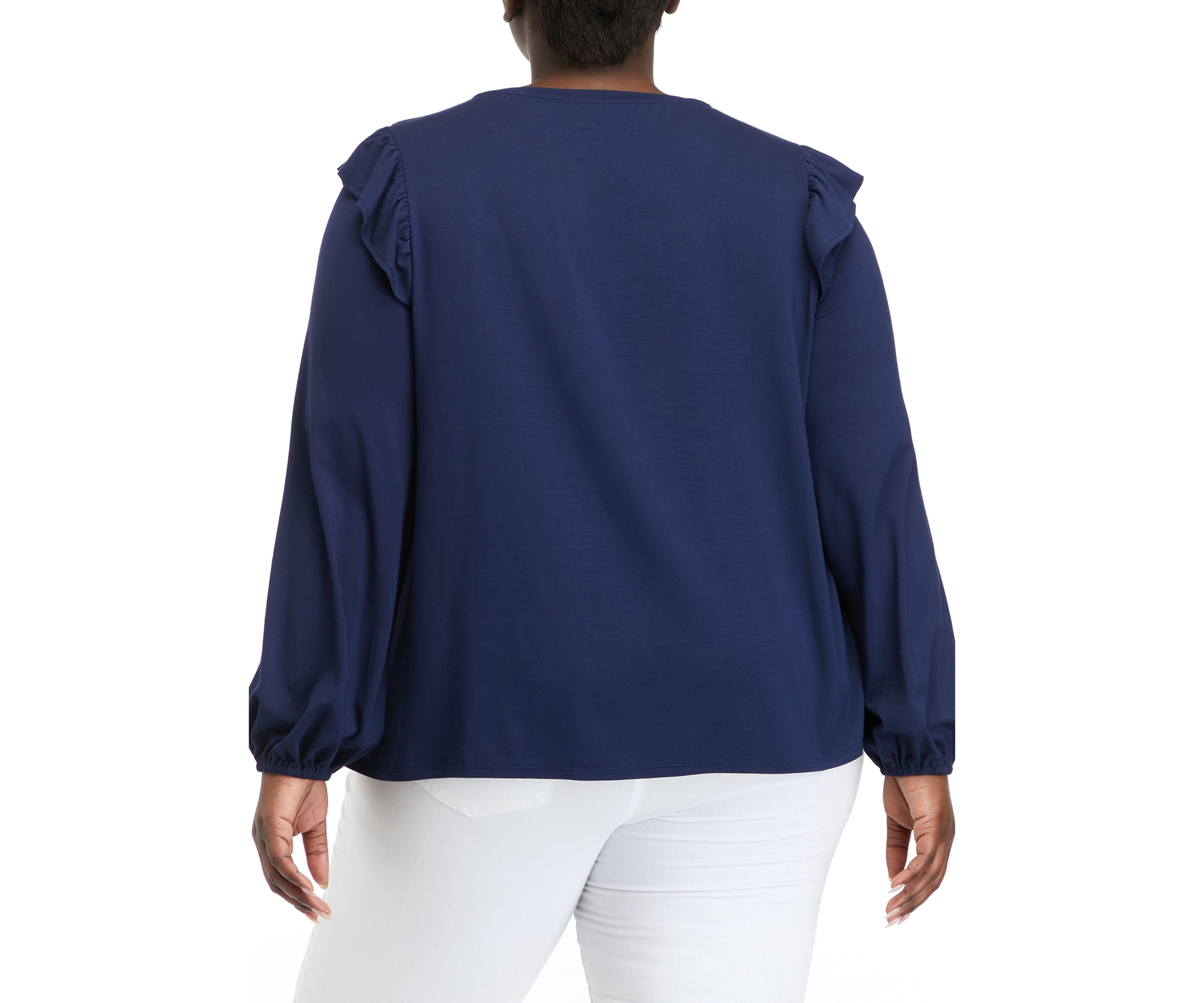 Plus Size Long Sleeve Julianna Ruffle Sleeve Top