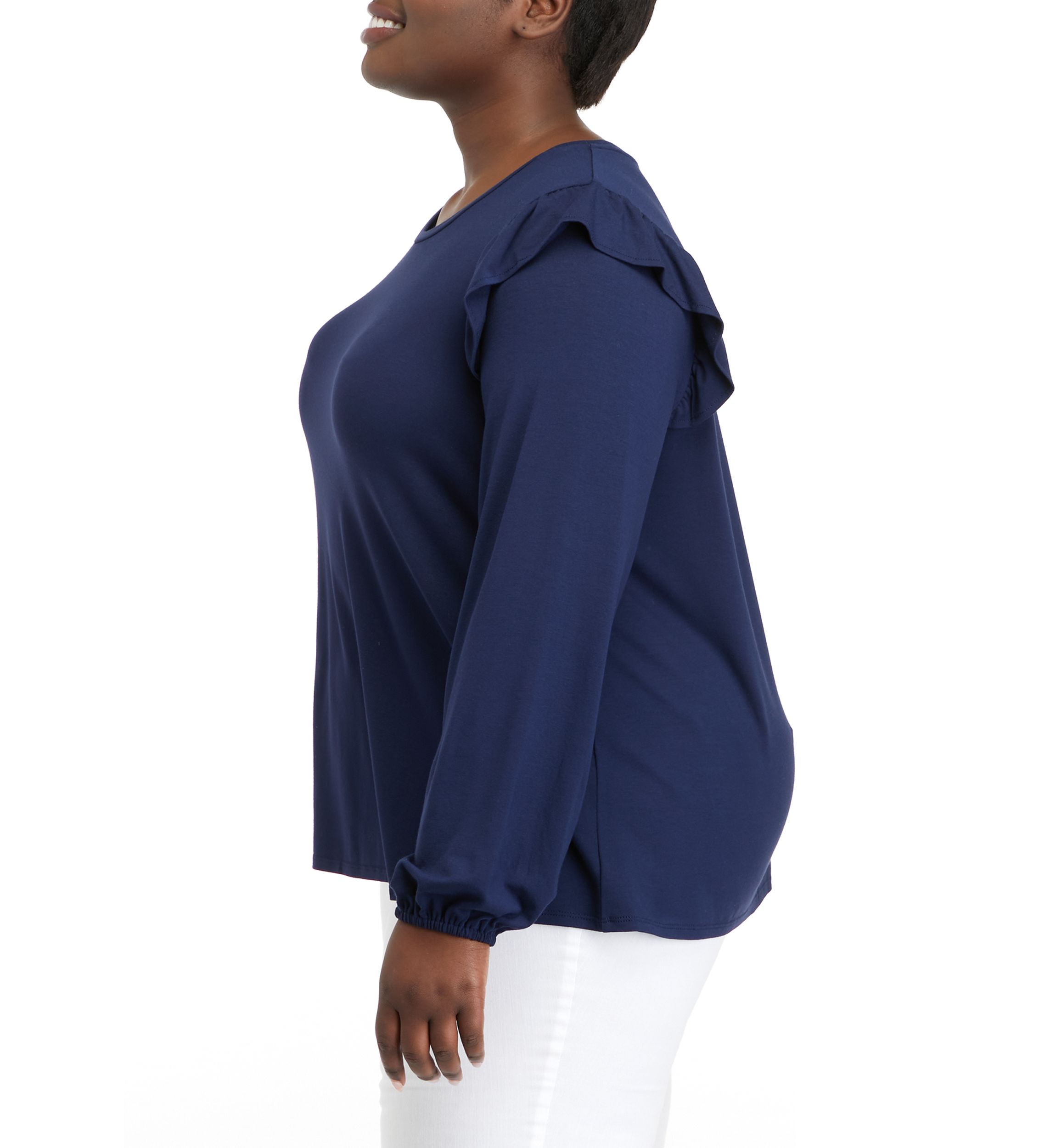 Plus Size Long Sleeve Julianna Ruffle Sleeve Top