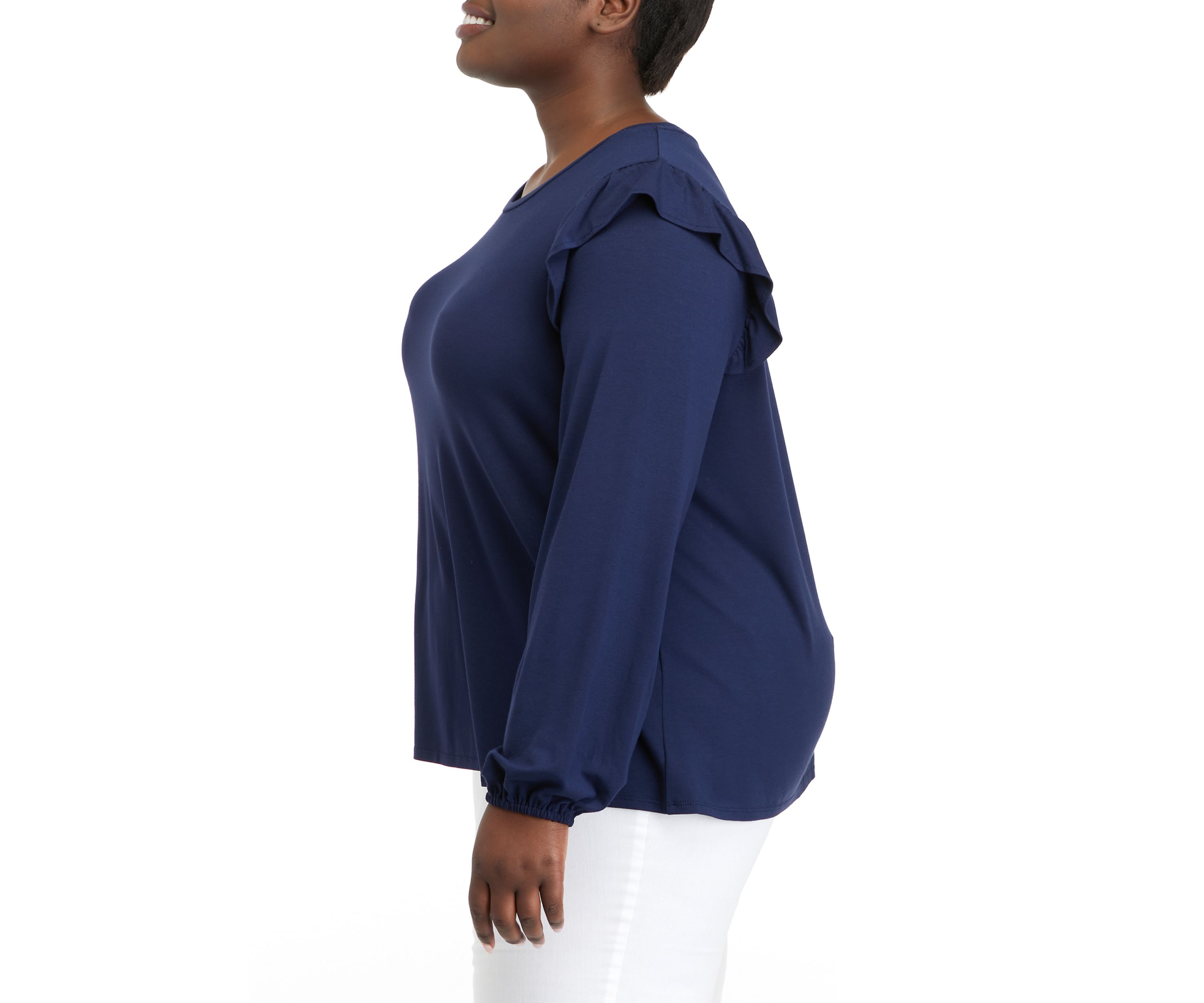Plus Size Long Sleeve Julianna Ruffle Sleeve Top