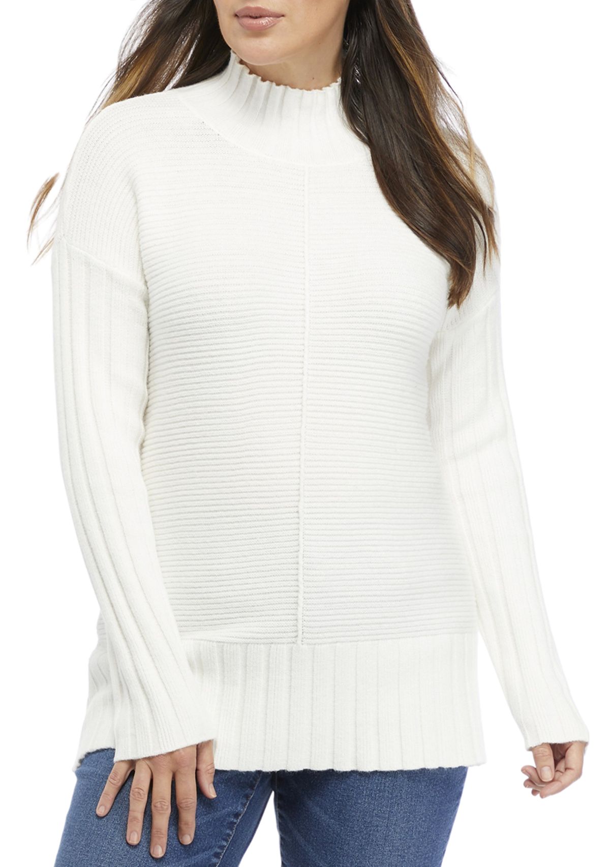 Petite Long Sleeve Mock Neck Sweater 