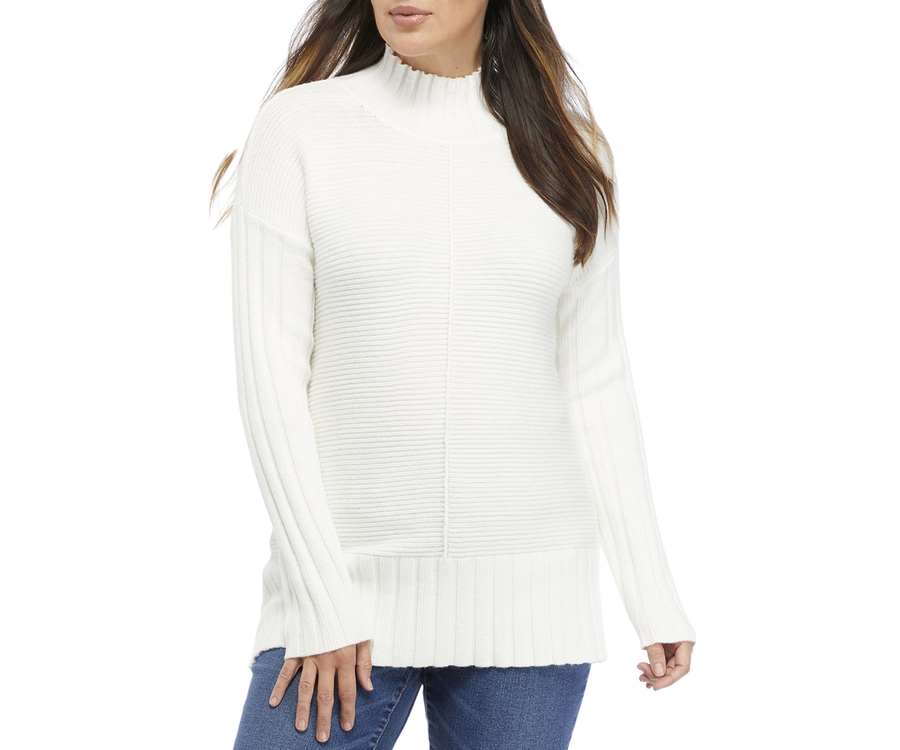 Petite Long Sleeve Mock Neck Sweater 