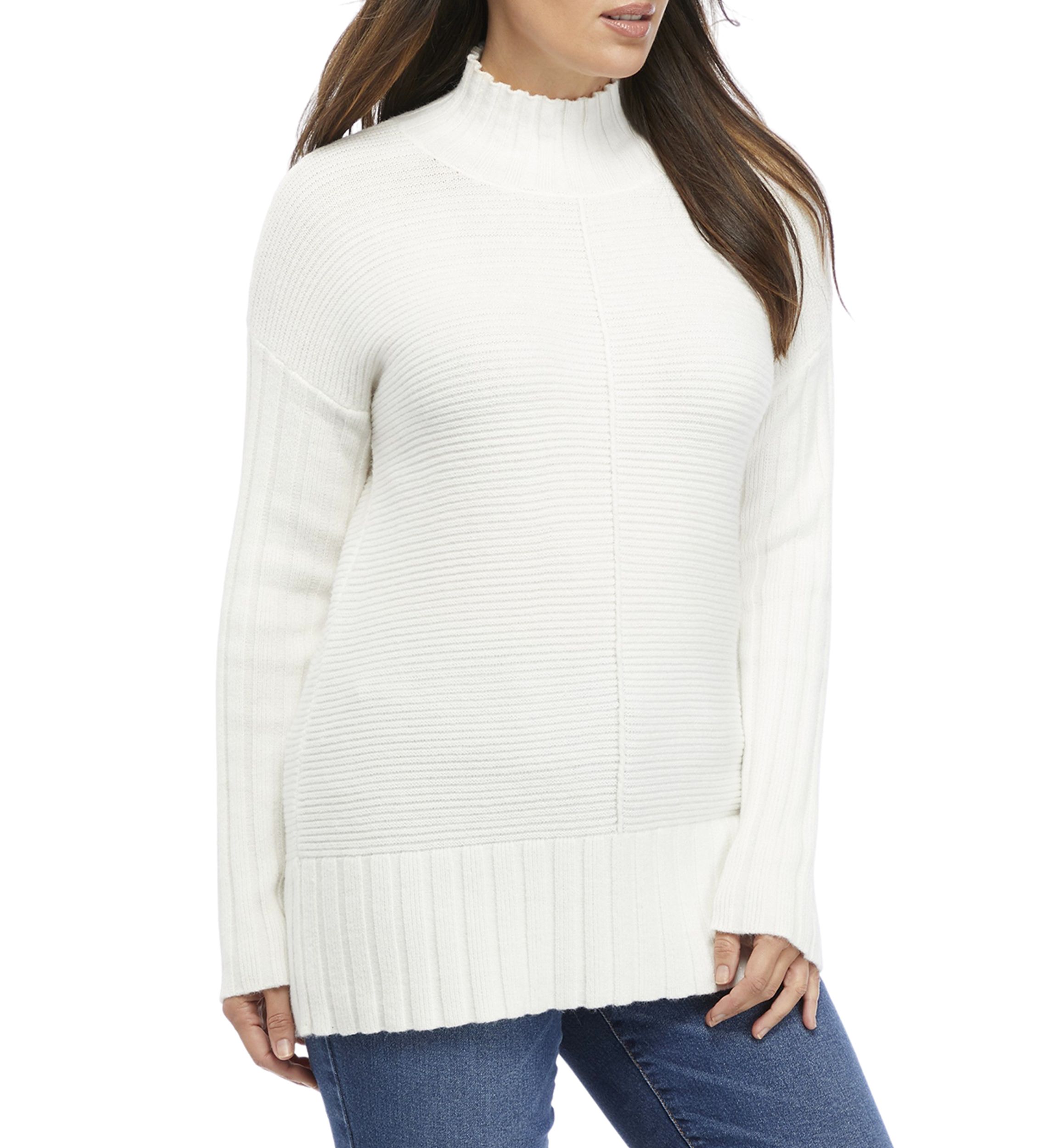 Womens Long Sleeve Mock Neck Sweater 