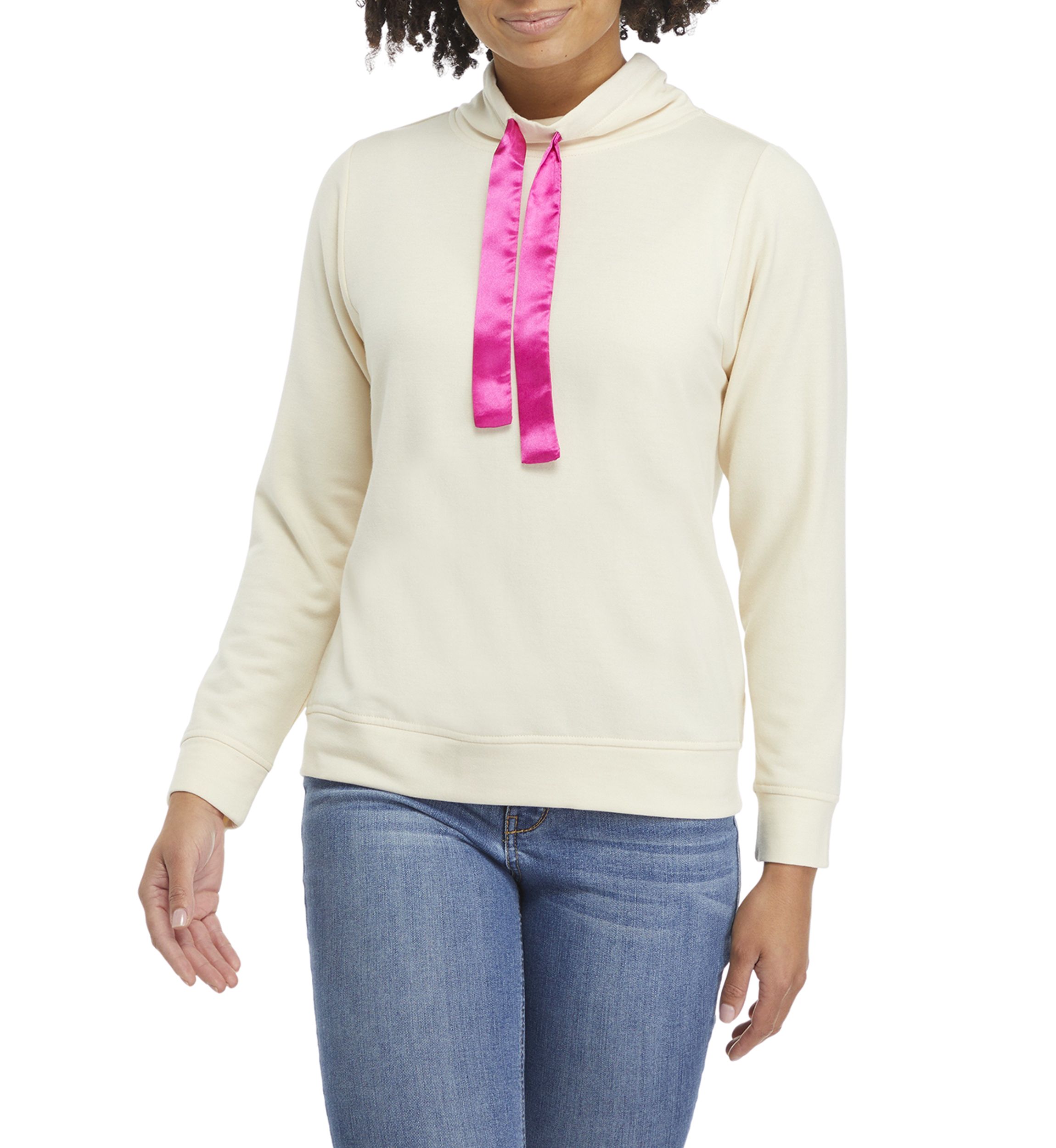 Womens Long Sleeve Baby Terry Mock Neck Top 