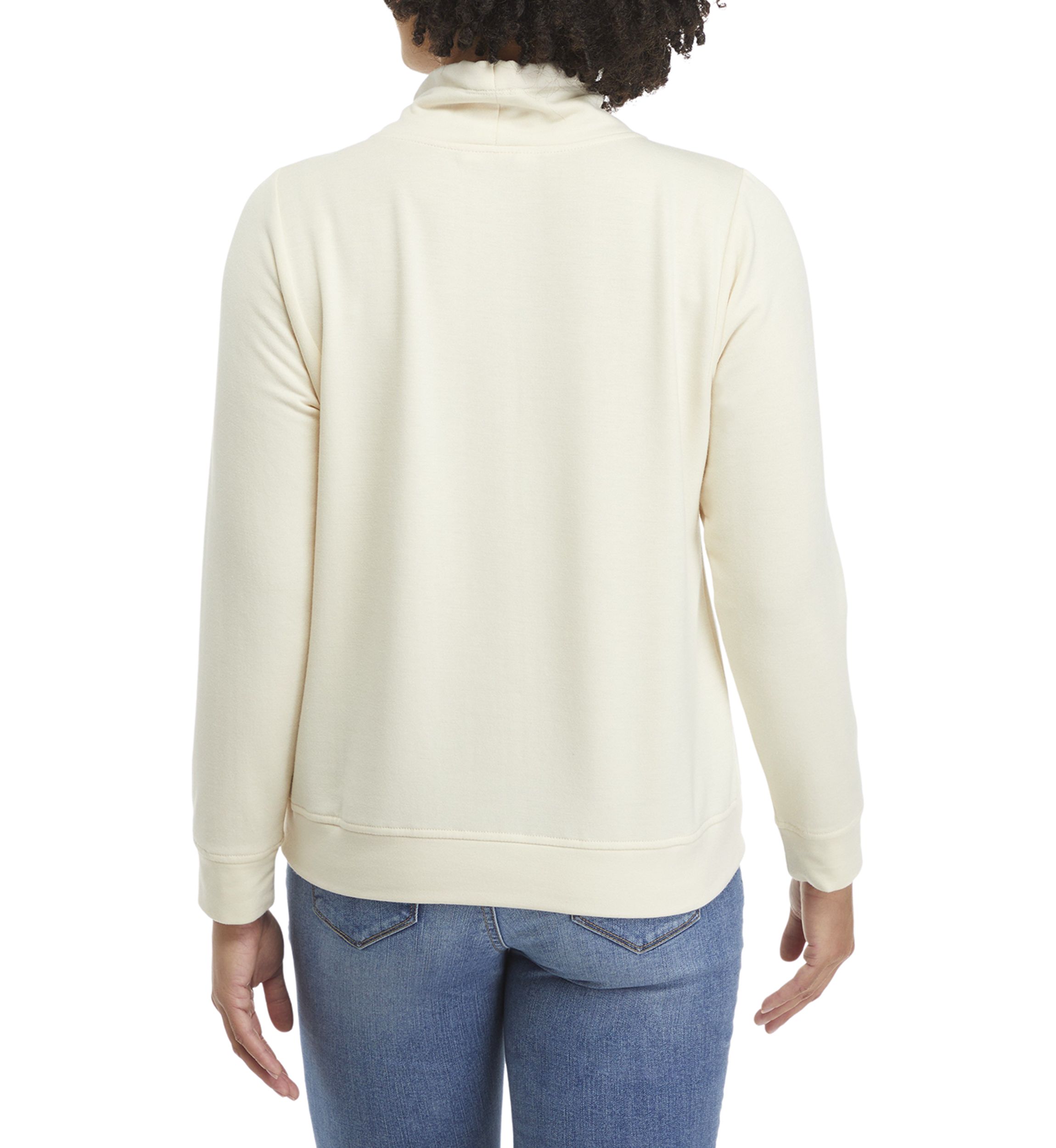 Womens Long Sleeve Baby Terry Mock Neck Top 