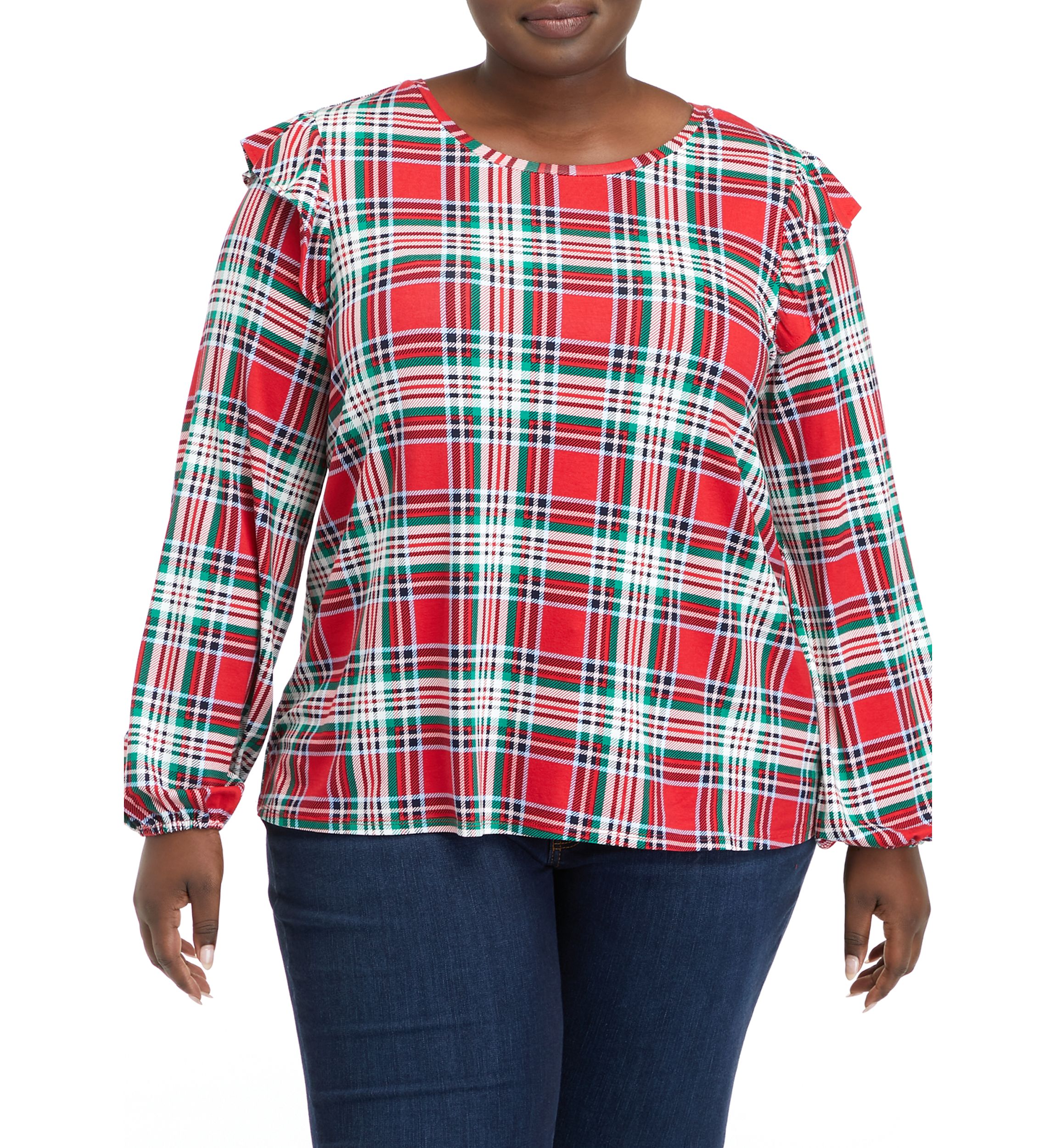 Plus Size Long Sleeve Julianna Ruffle Sleeve Top
