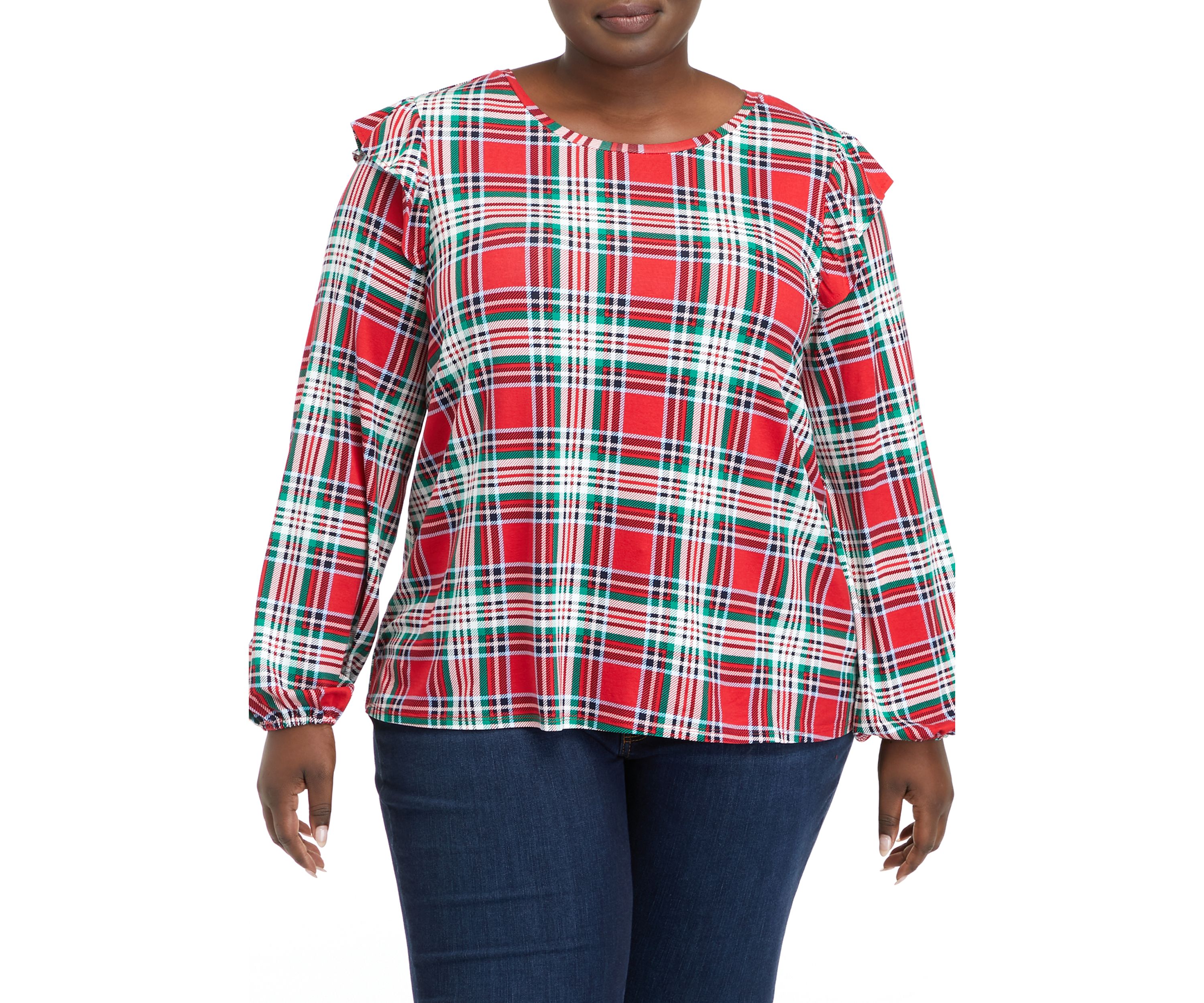 Plus Size Long Sleeve Julianna Ruffle Sleeve Top