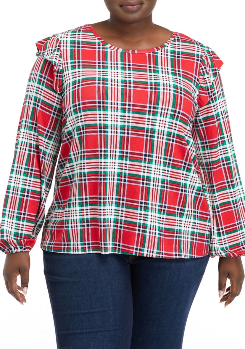 Plus Size Long Sleeve Julianna Ruffle Sleeve Top