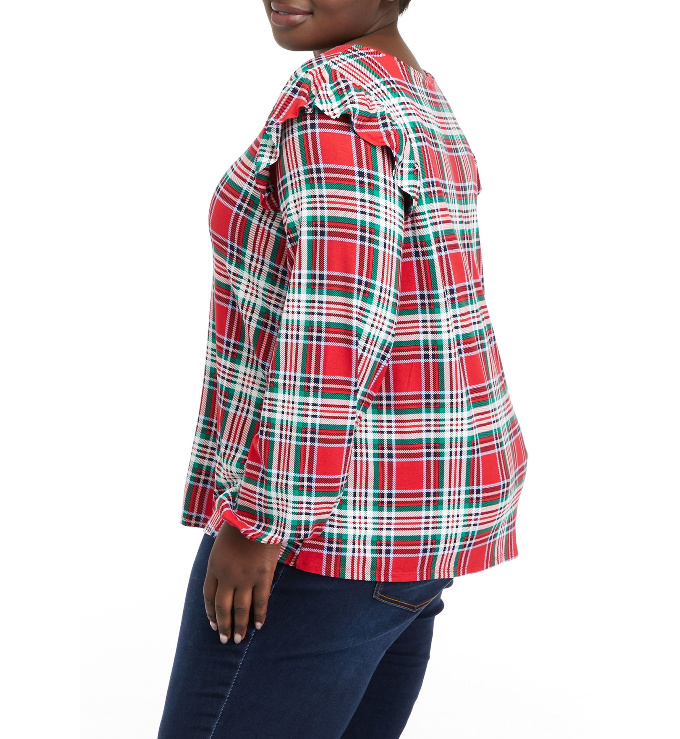Plus Size Long Sleeve Julianna Ruffle Sleeve Top