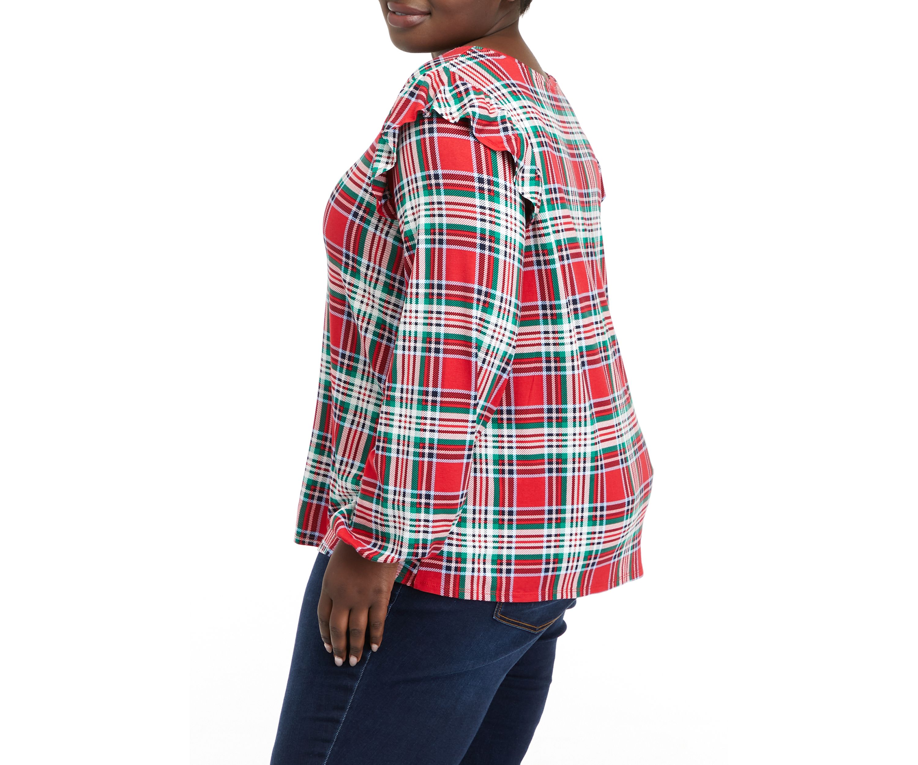 Plus Size Long Sleeve Julianna Ruffle Sleeve Top