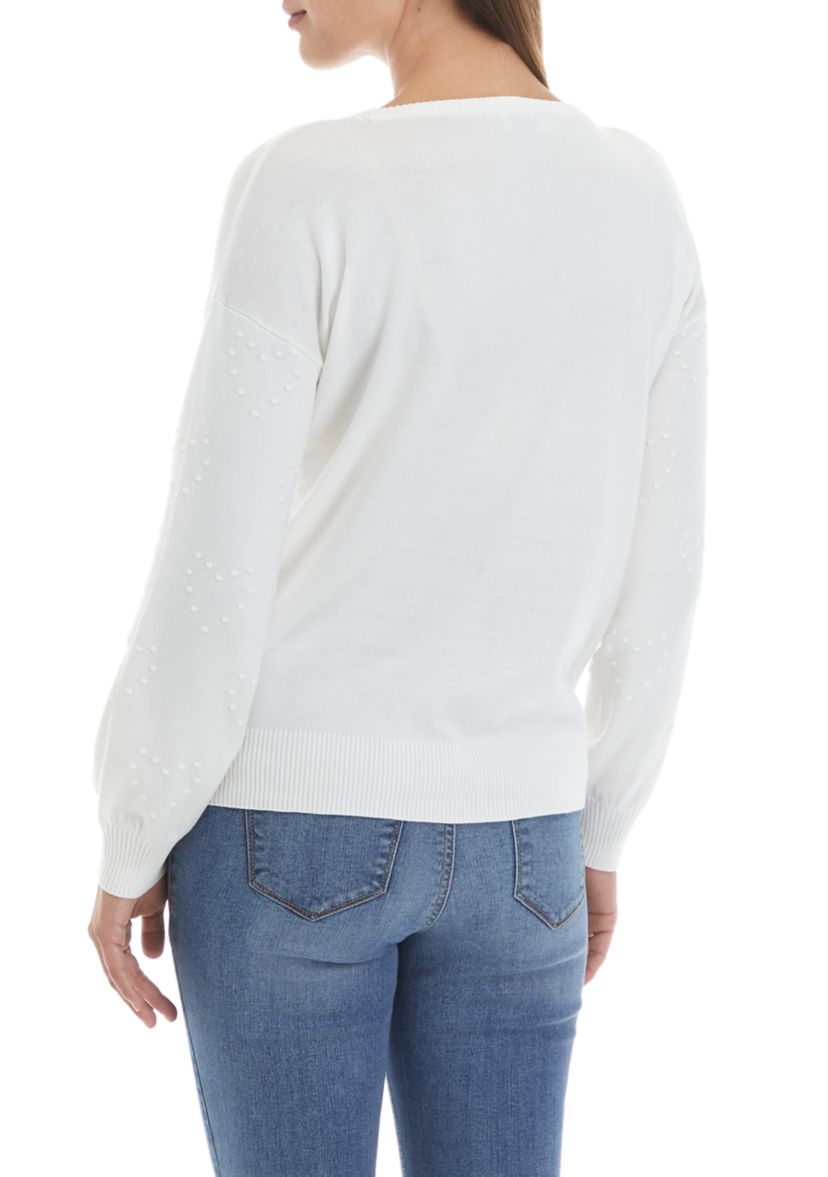 Womens Long Sleeve Textured Sweater 