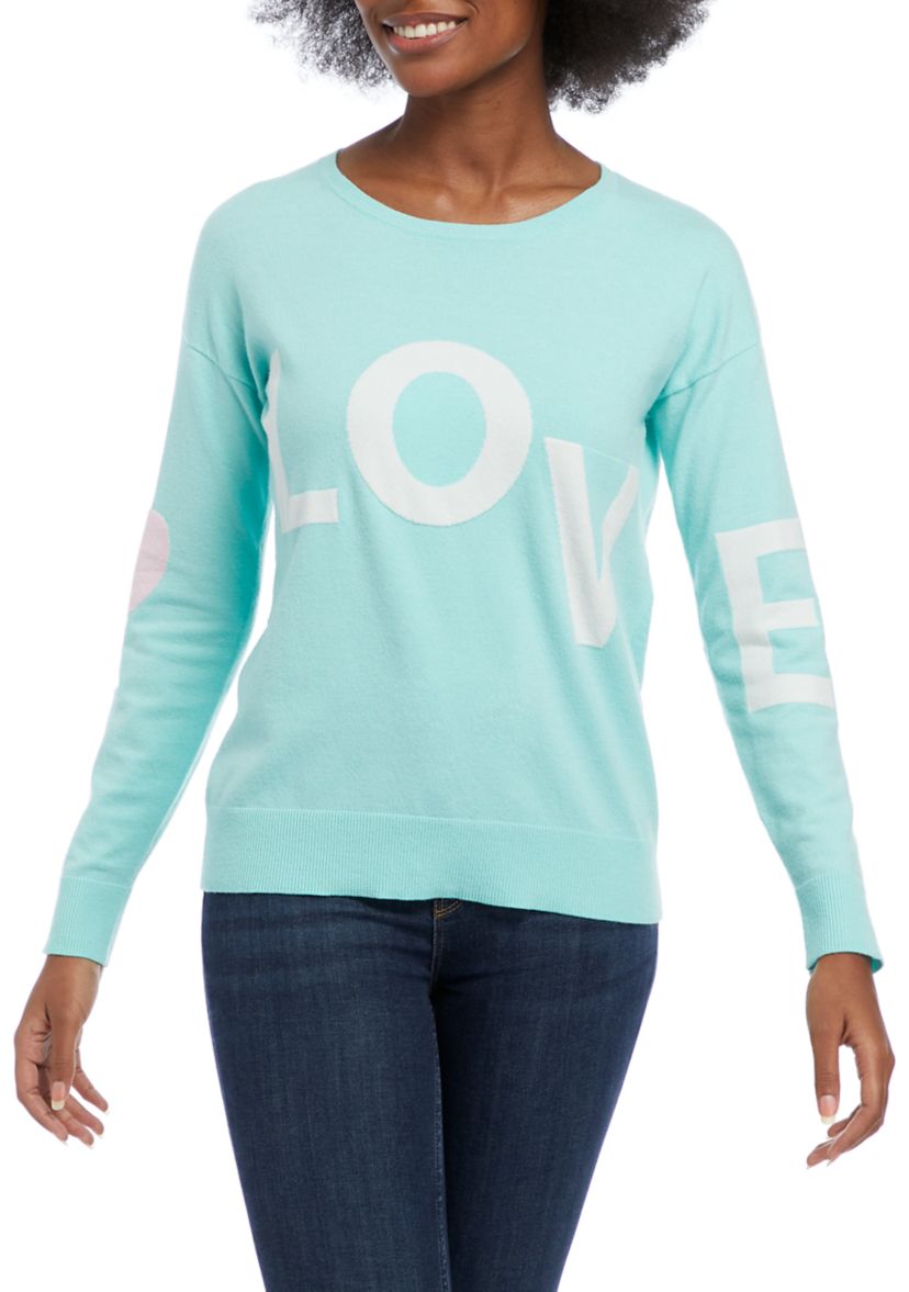 Womens Long Sleeve Love Graphic Sweater