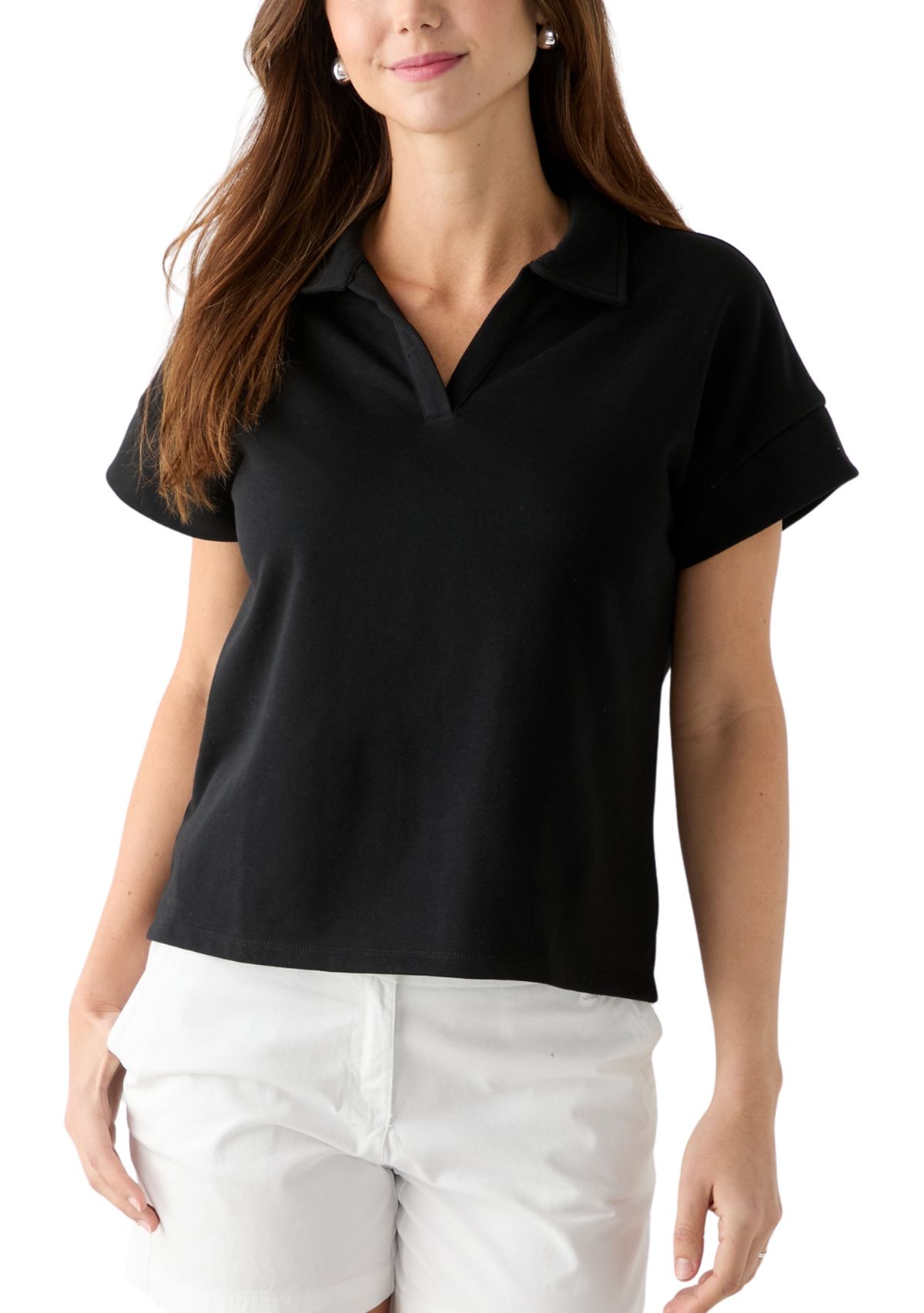 Womens Johnny Collar Solid Shirt