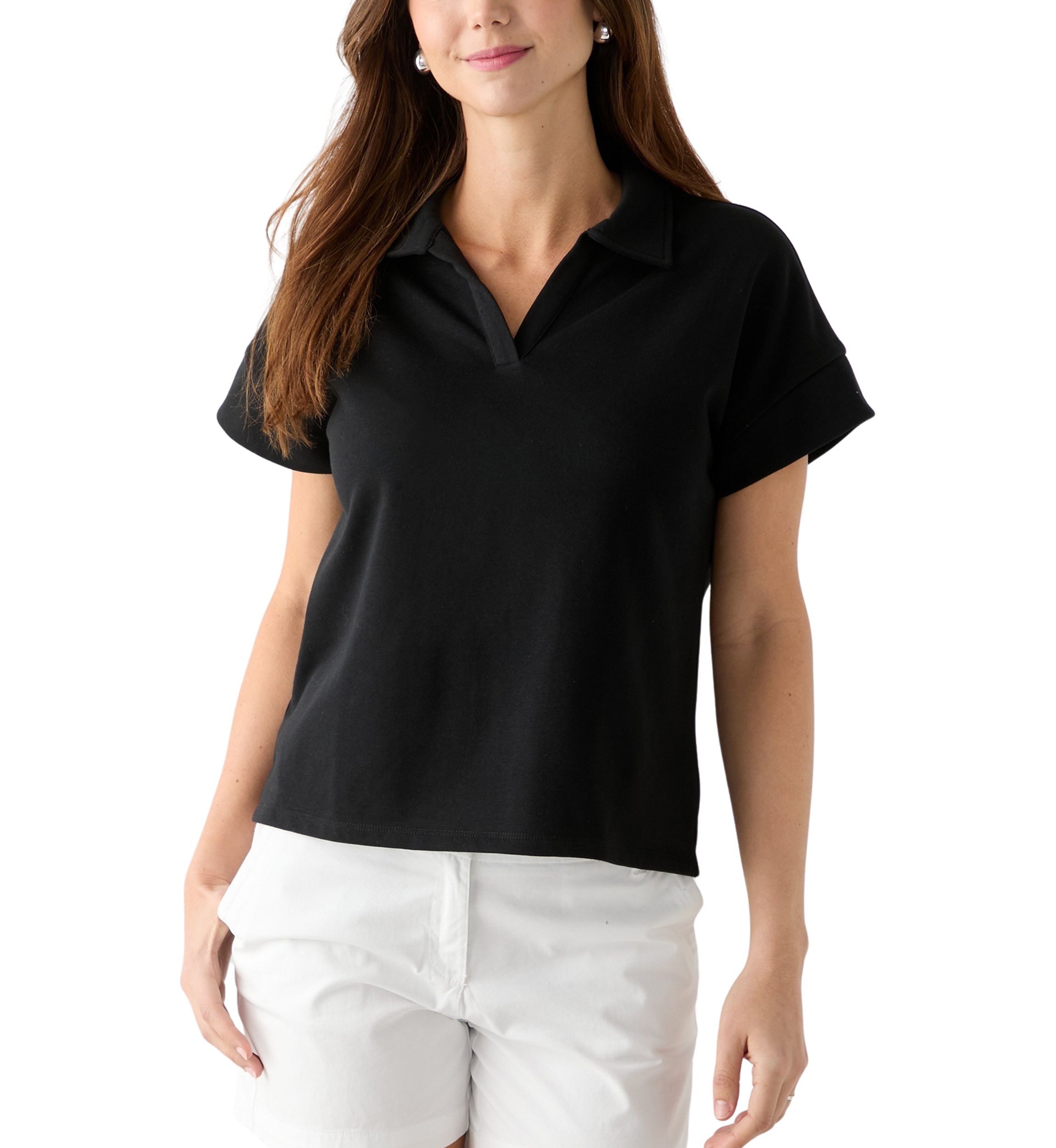 Womens Johnny Collar Solid Shirt