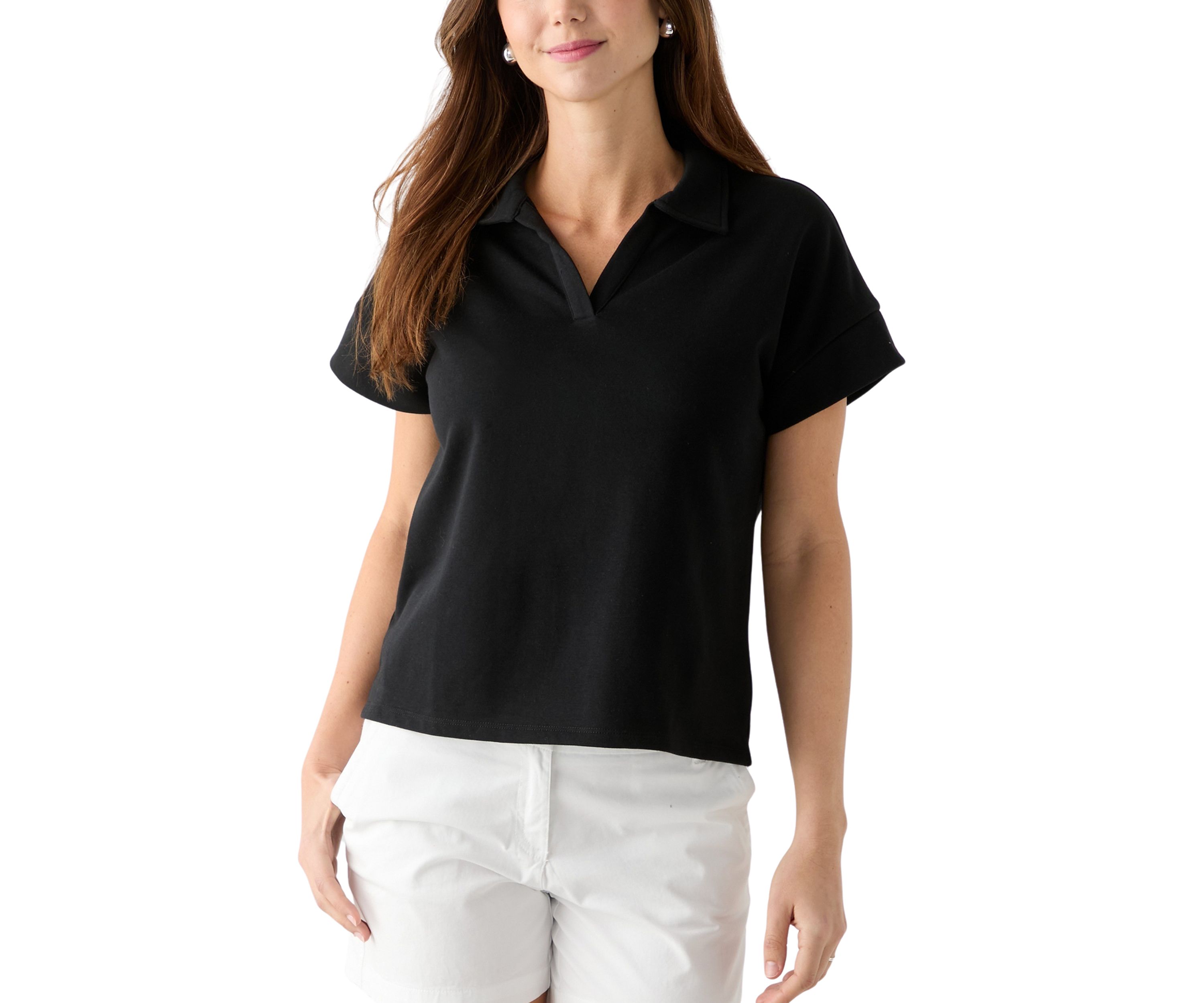Womens Johnny Collar Solid Shirt