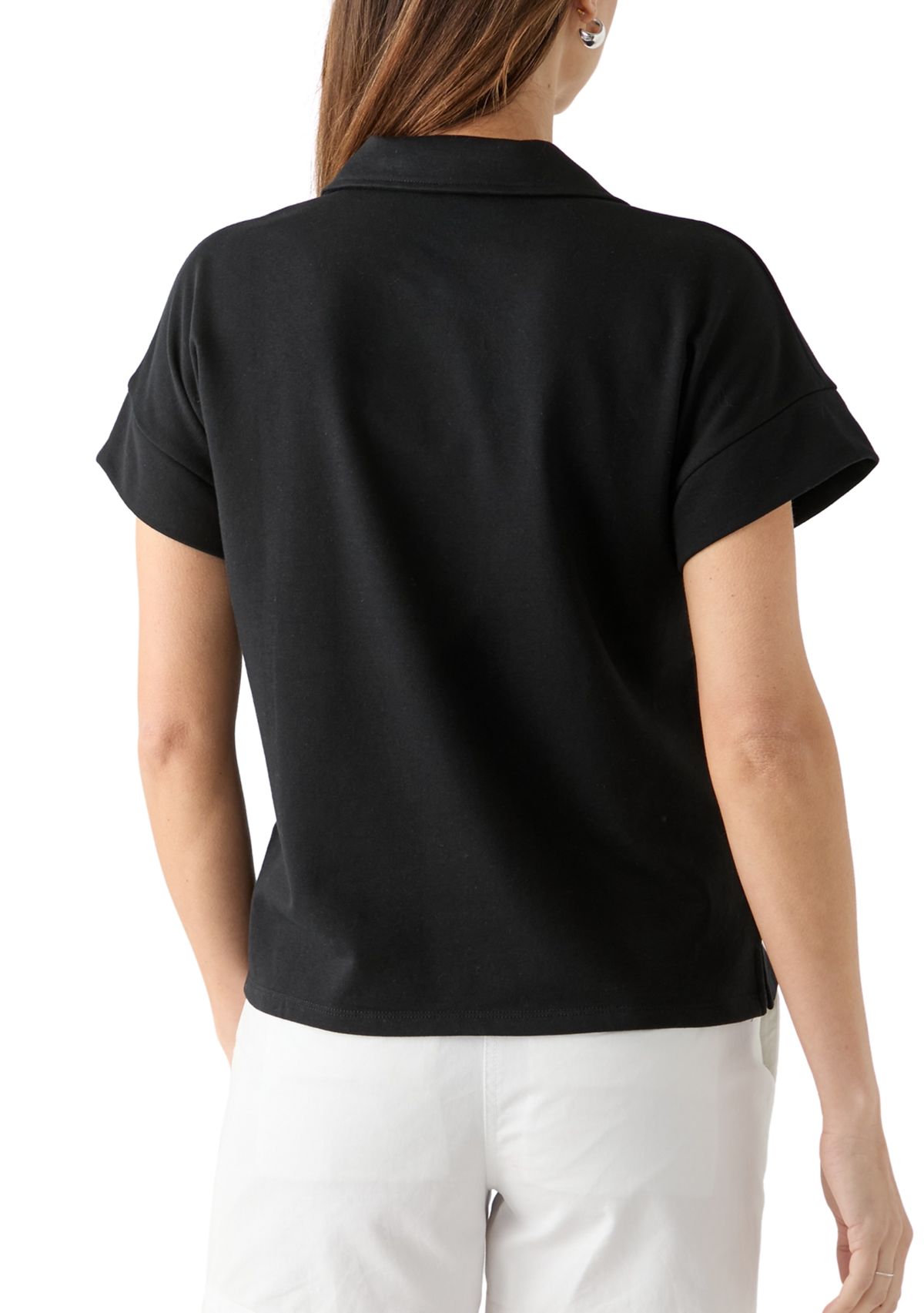 Womens Johnny Collar Solid Shirt
