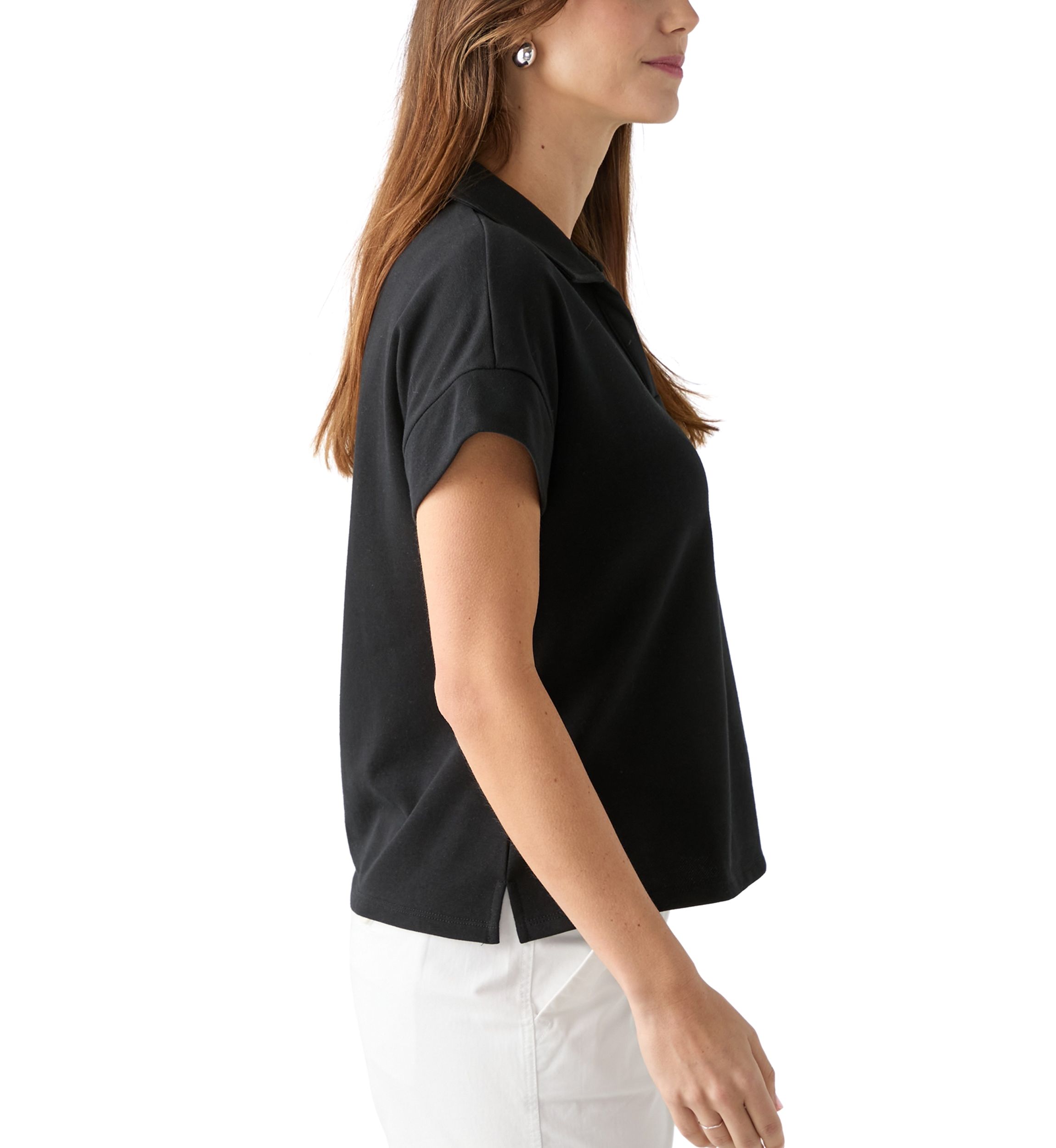 Womens Johnny Collar Solid Shirt