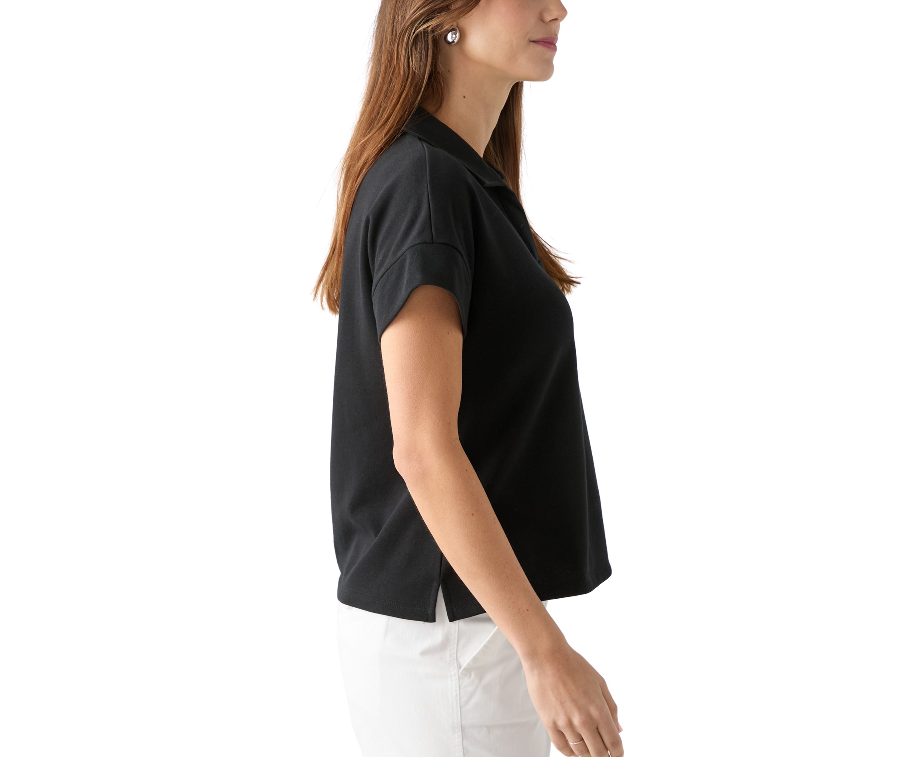 Womens Johnny Collar Solid Shirt