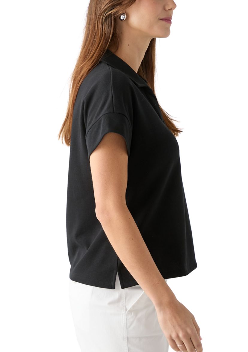 Womens Johnny Collar Solid Shirt