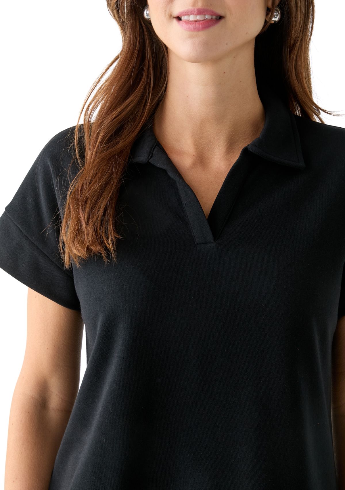 Womens Johnny Collar Solid Shirt