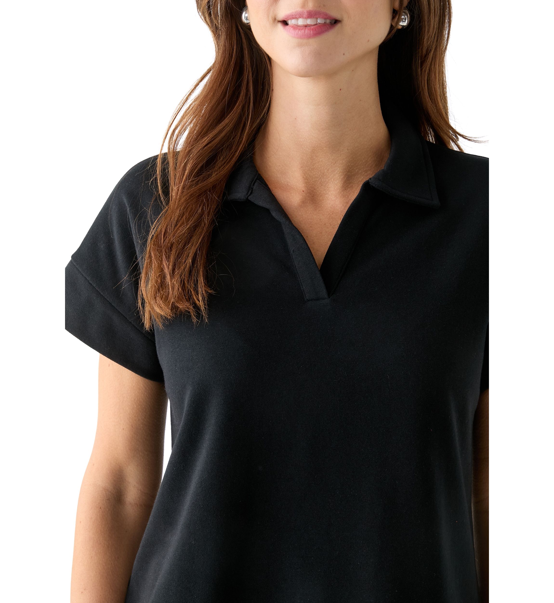 Womens Johnny Collar Solid Shirt