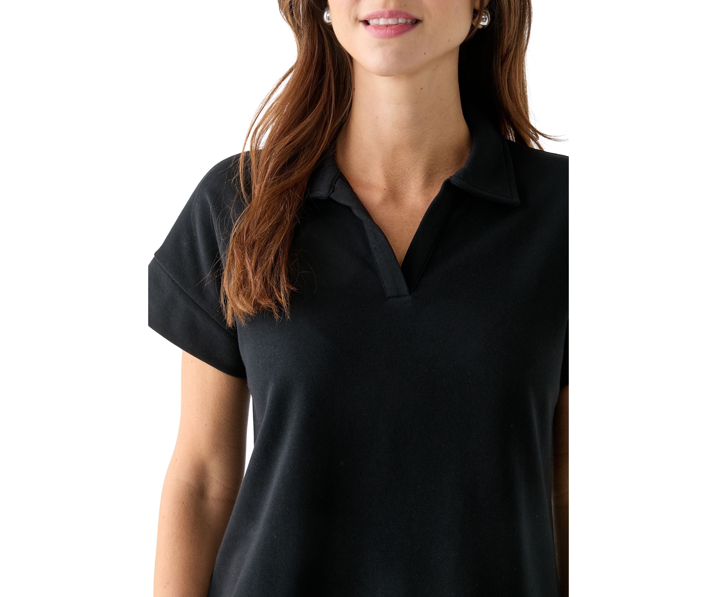 Womens Johnny Collar Solid Shirt