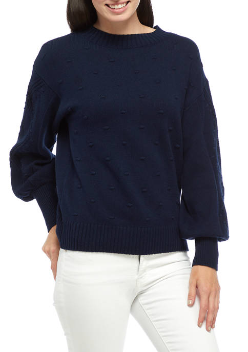 Crown & Ivy™ Womens Long Sleeve Pom Sweater