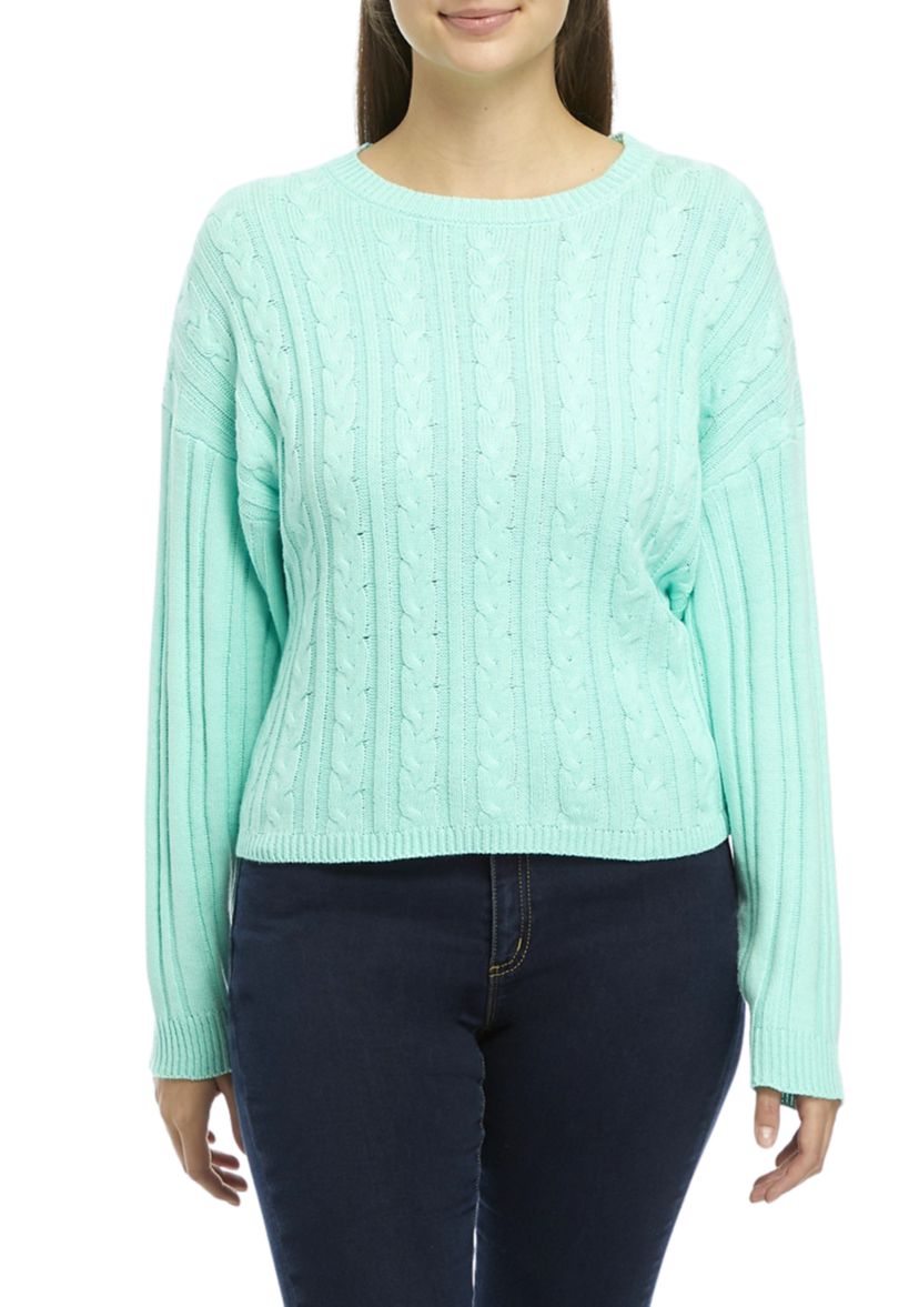 Womens Drop Shoulder  Cable Knit Sweater 