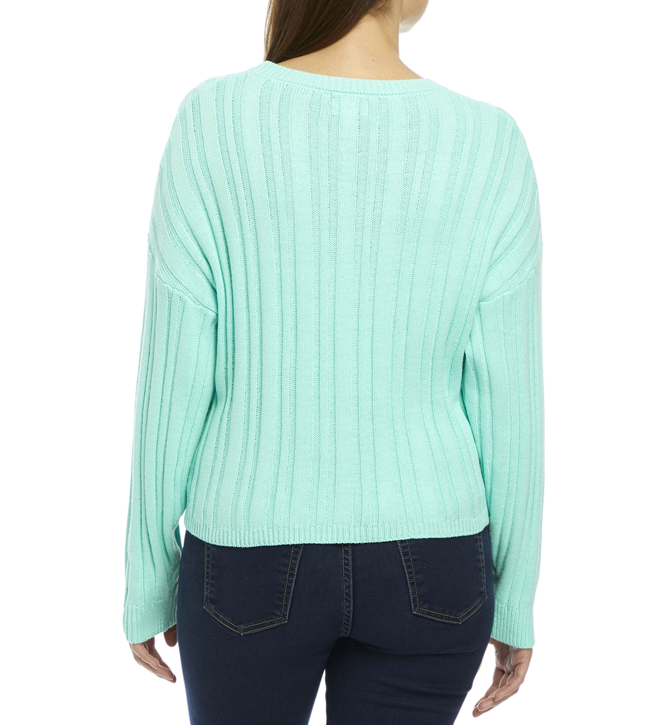 Womens Drop Shoulder  Cable Knit Sweater 