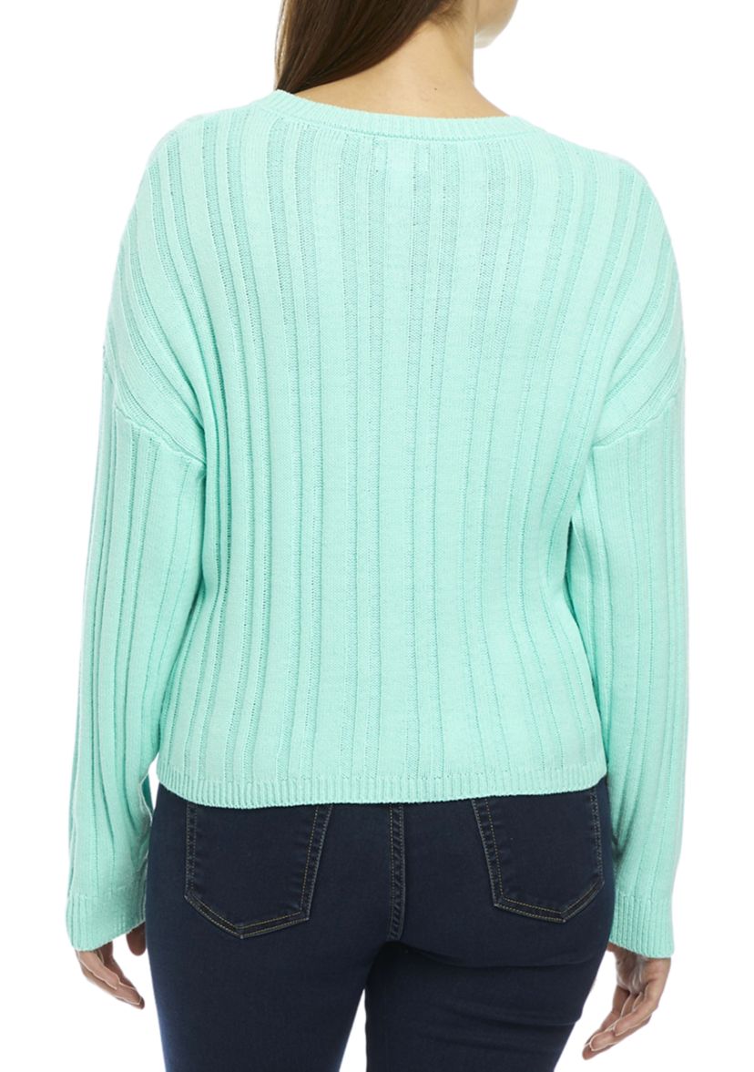 Womens Drop Shoulder  Cable Knit Sweater 