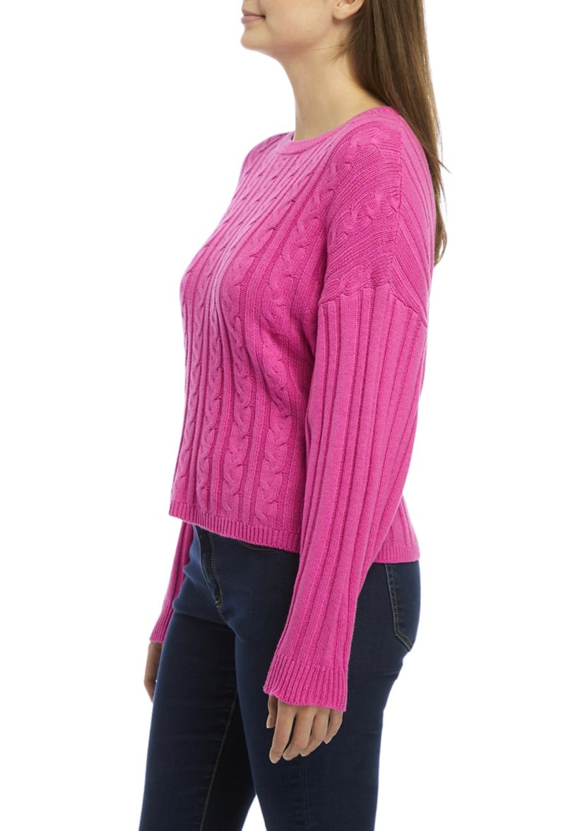 Womens Drop Shoulder  Cable Knit Sweater 
