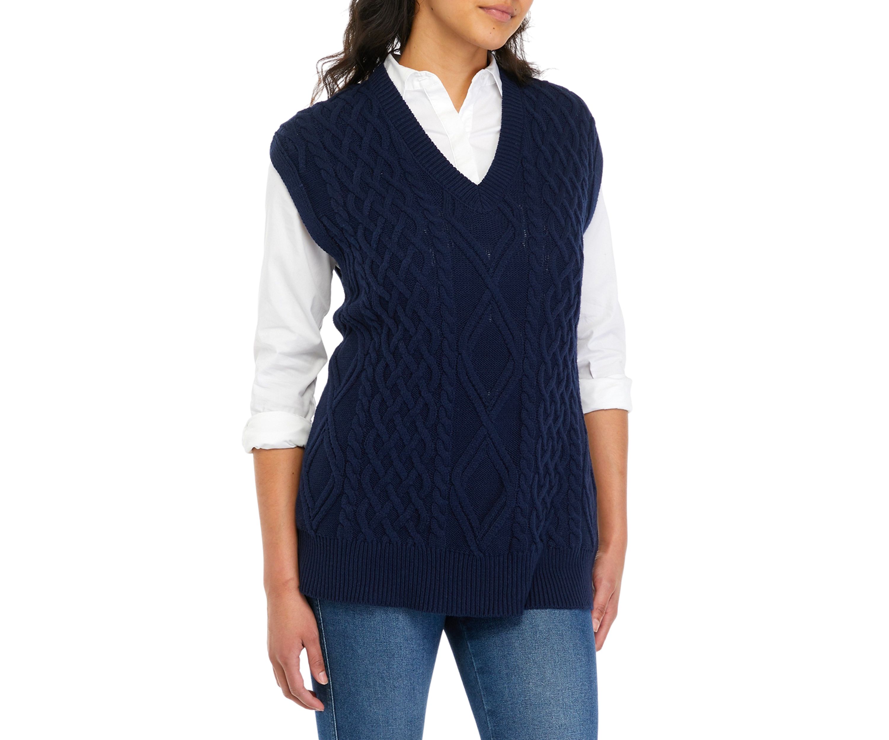 Womens Cable Knit Sweater Vest