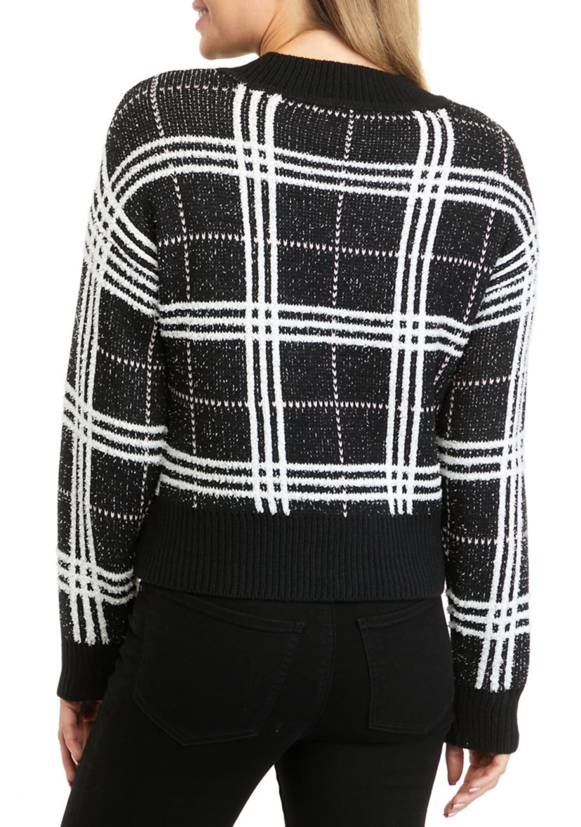 Petite V-Neck Plaid Sweater