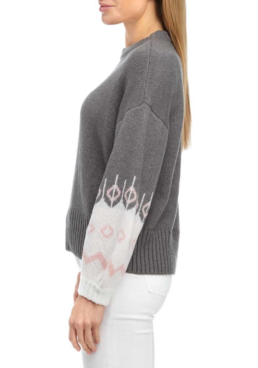 Petite Fairisle Sleeve Pullover Sweater