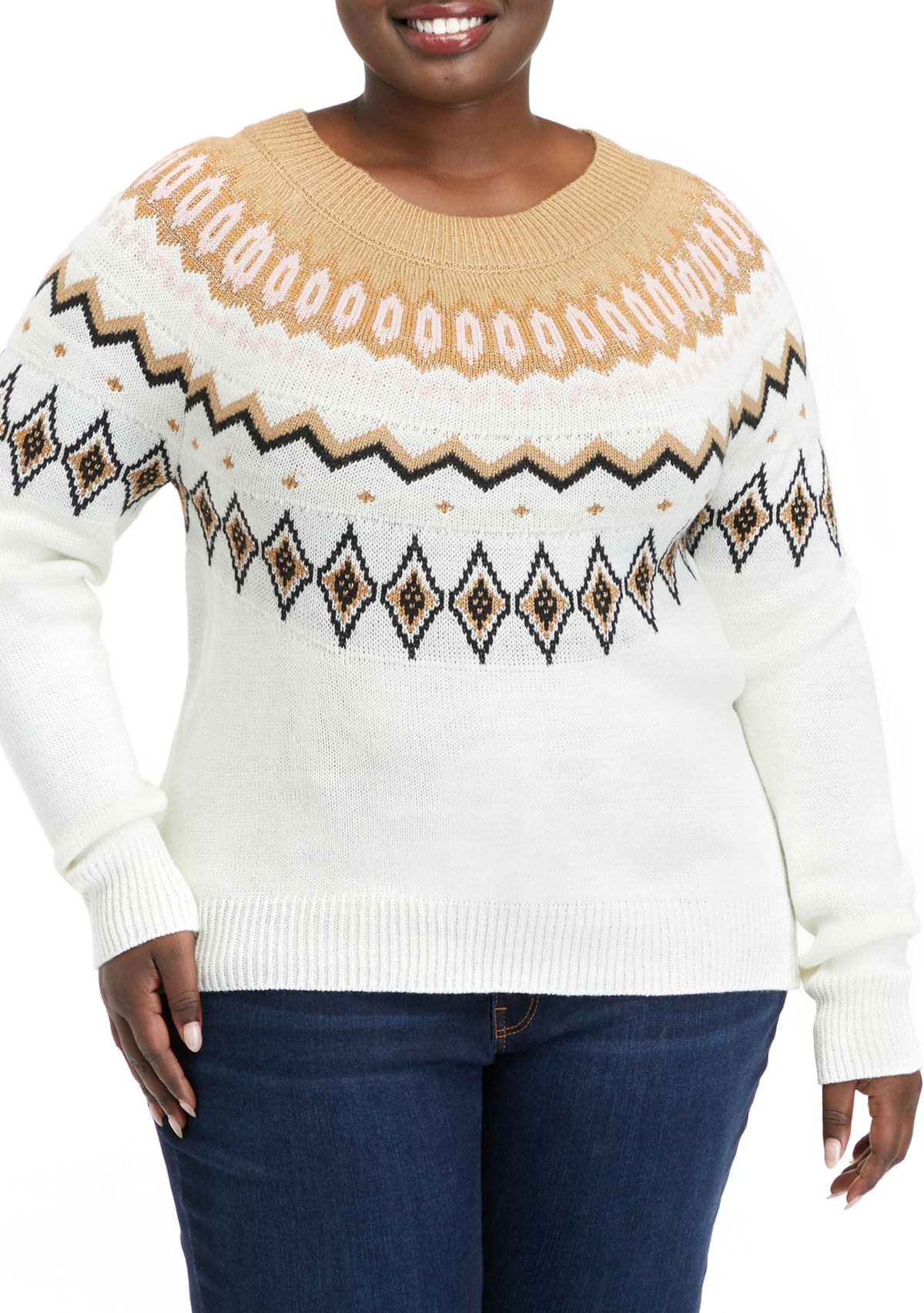 Plus Size Fairisle Pullover Sweater