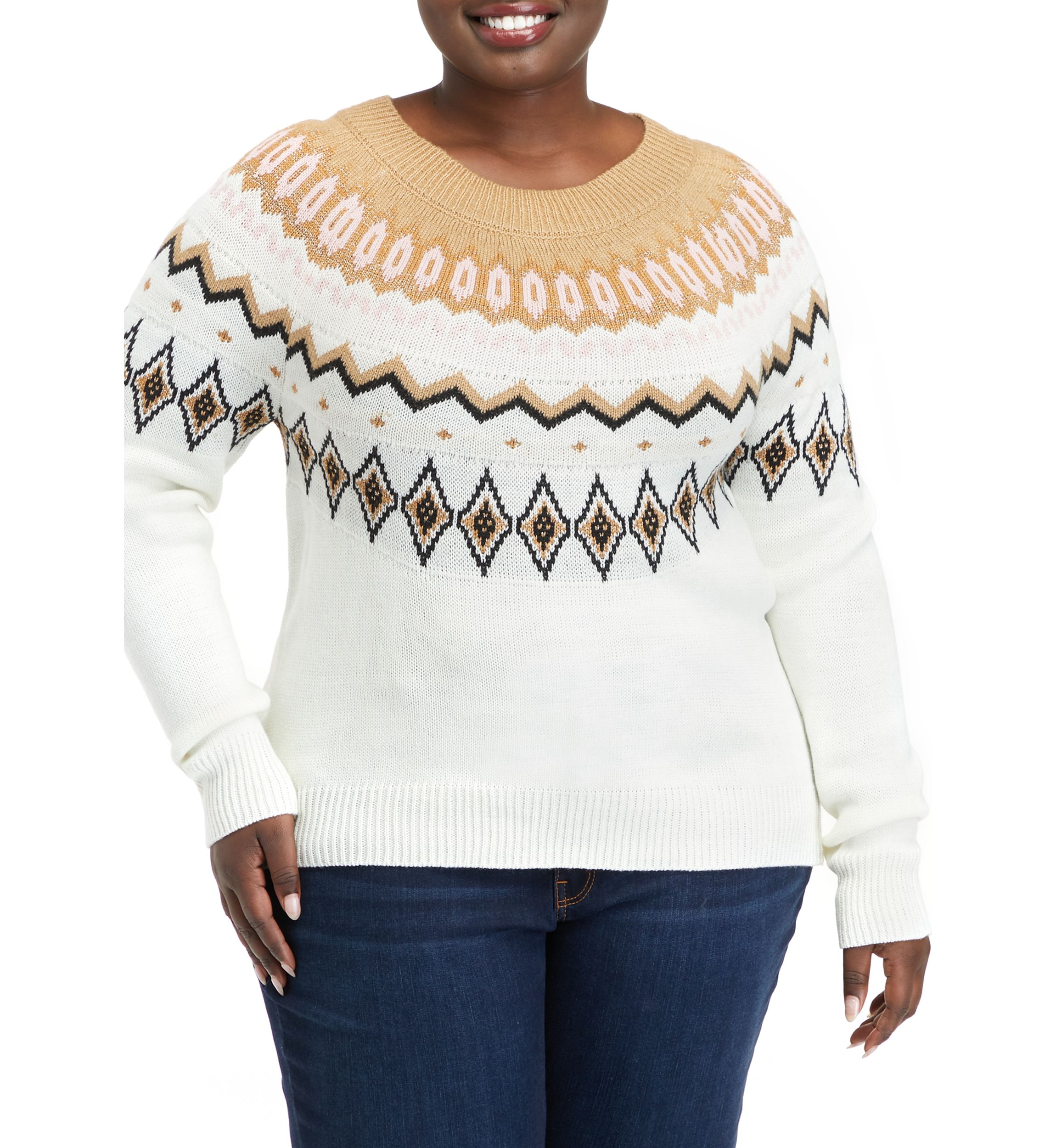 Plus Size Fairisle Pullover Sweater