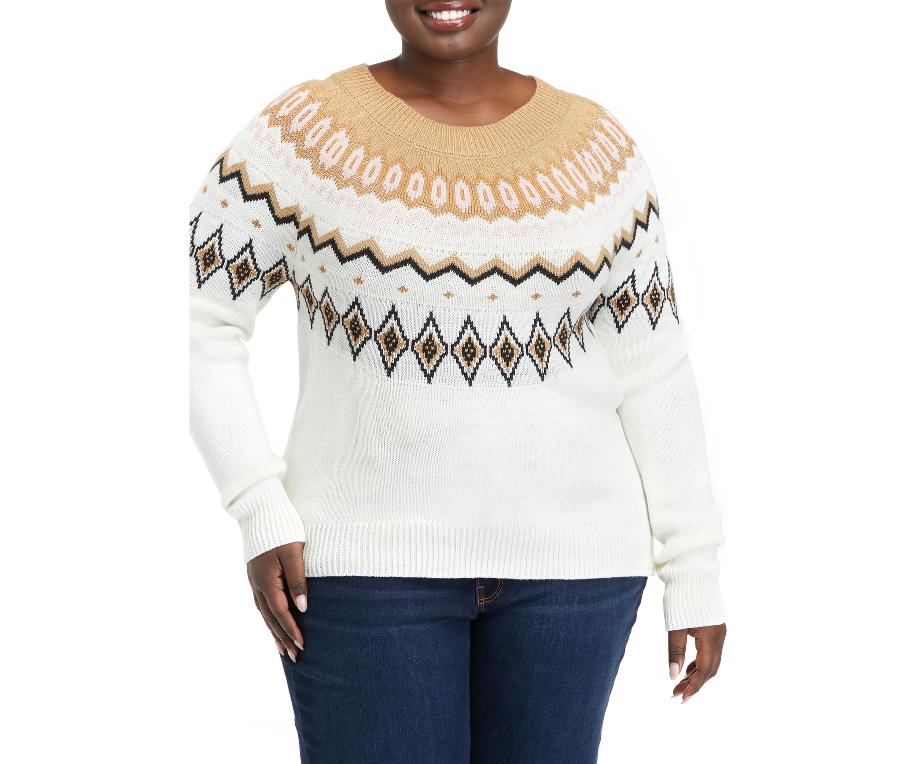 Plus Size Fairisle Pullover Sweater