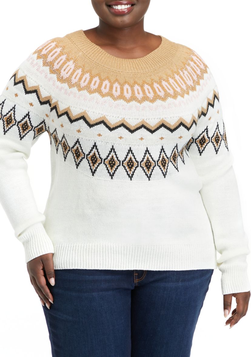 Plus Size Fairisle Pullover Sweater