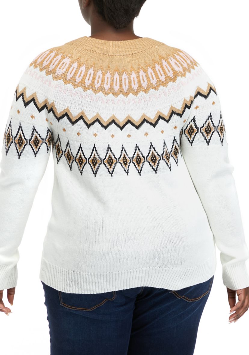 Plus Size Fairisle Pullover Sweater