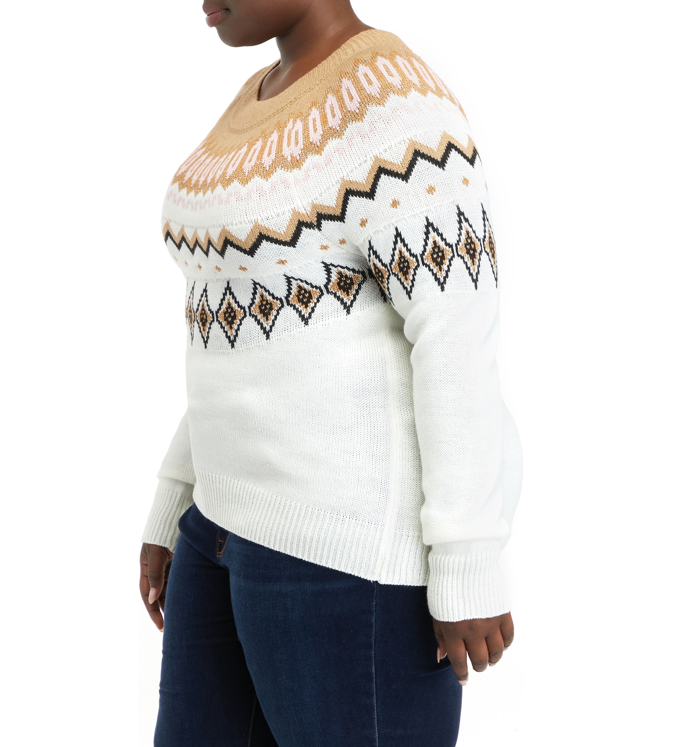 Plus Size Fairisle Pullover Sweater