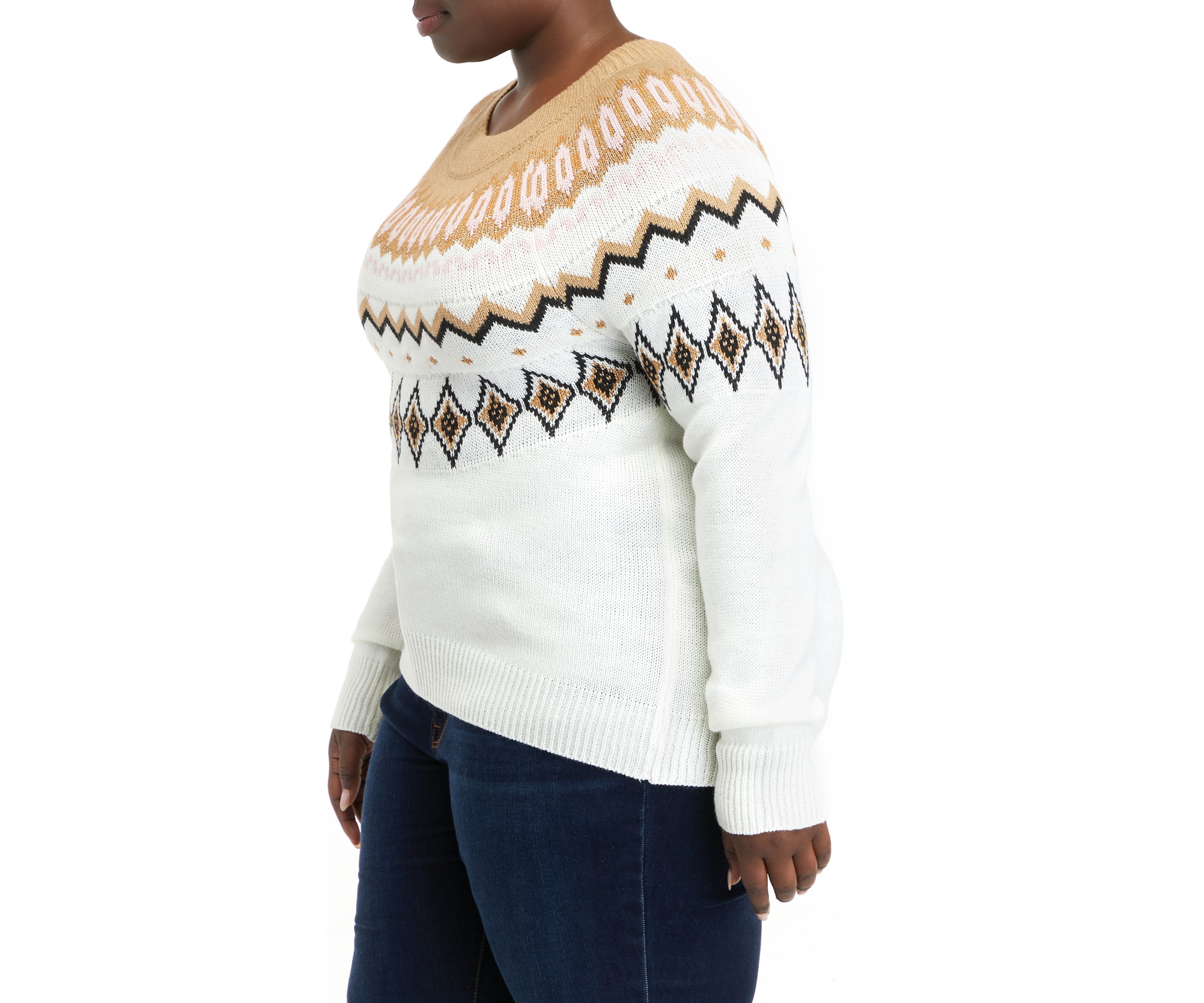 Plus Size Fairisle Pullover Sweater