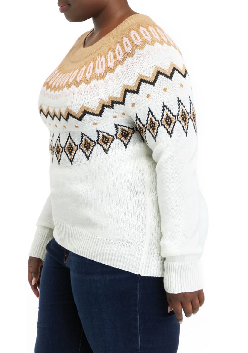 Plus Size Fairisle Pullover Sweater