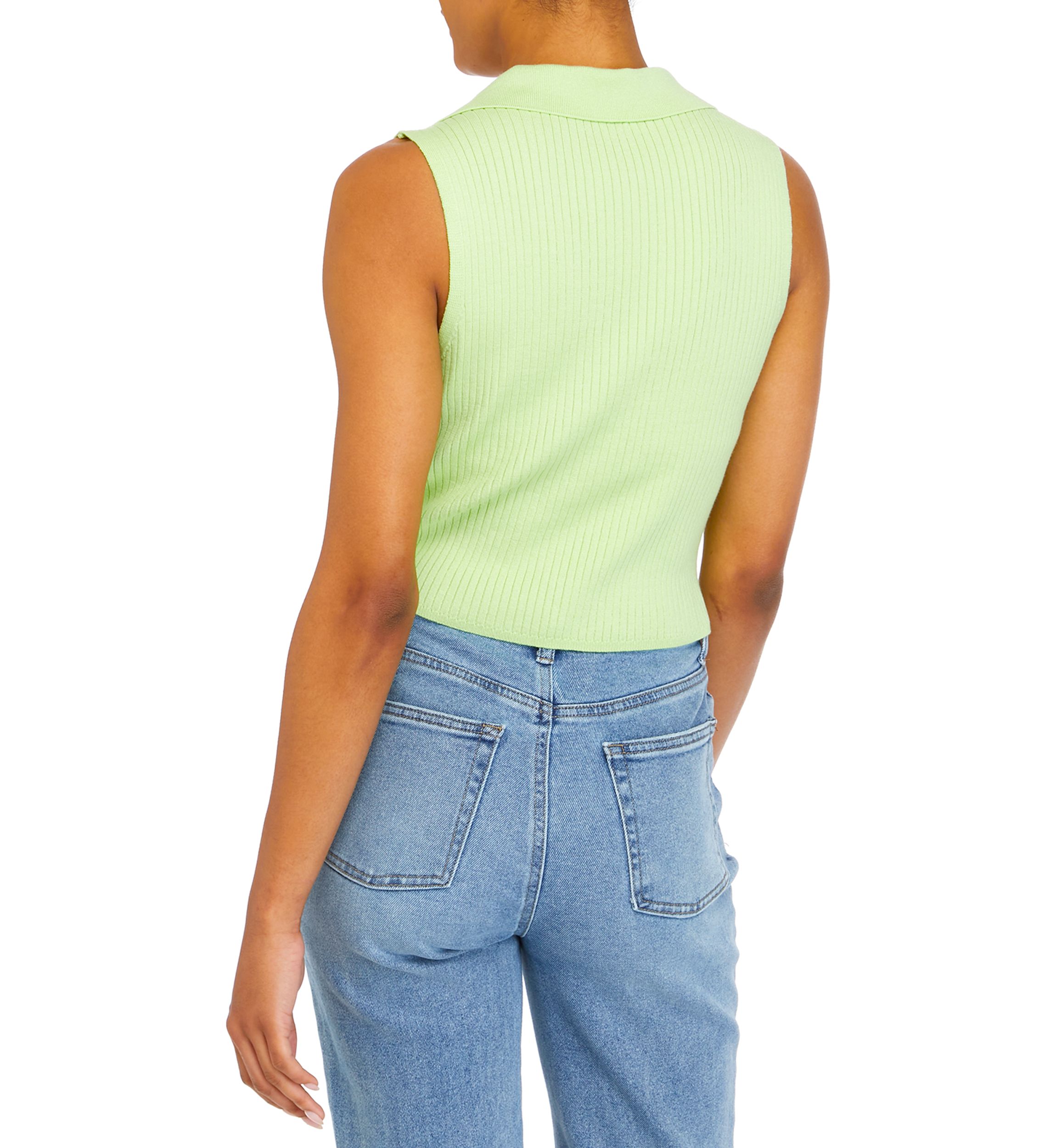 Juniors Sleeveless Collared Rib Sweater 