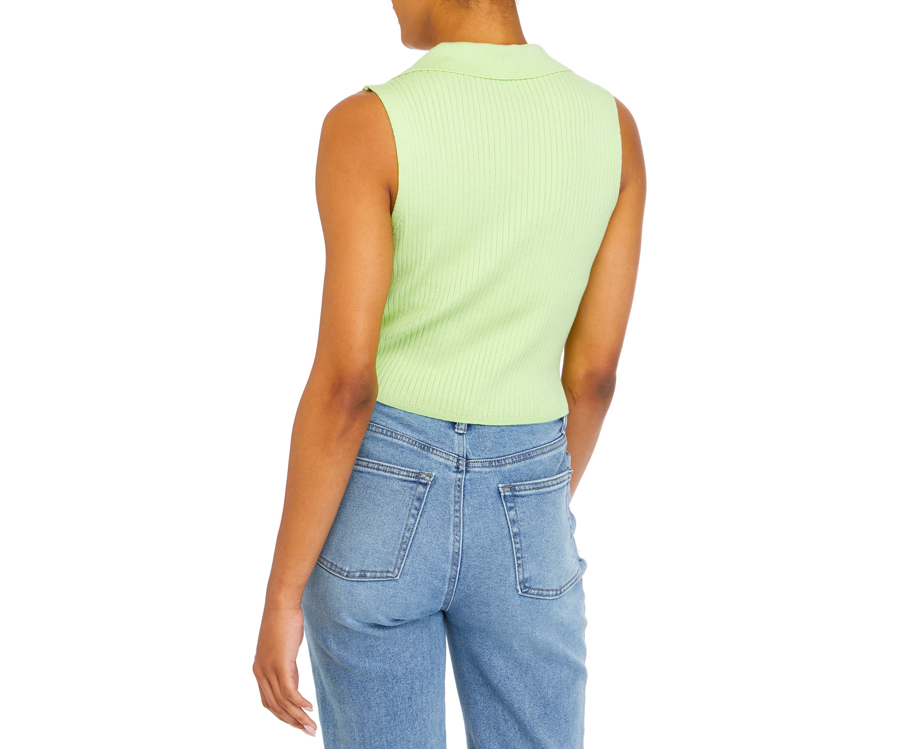 Juniors Sleeveless Collared Rib Sweater 