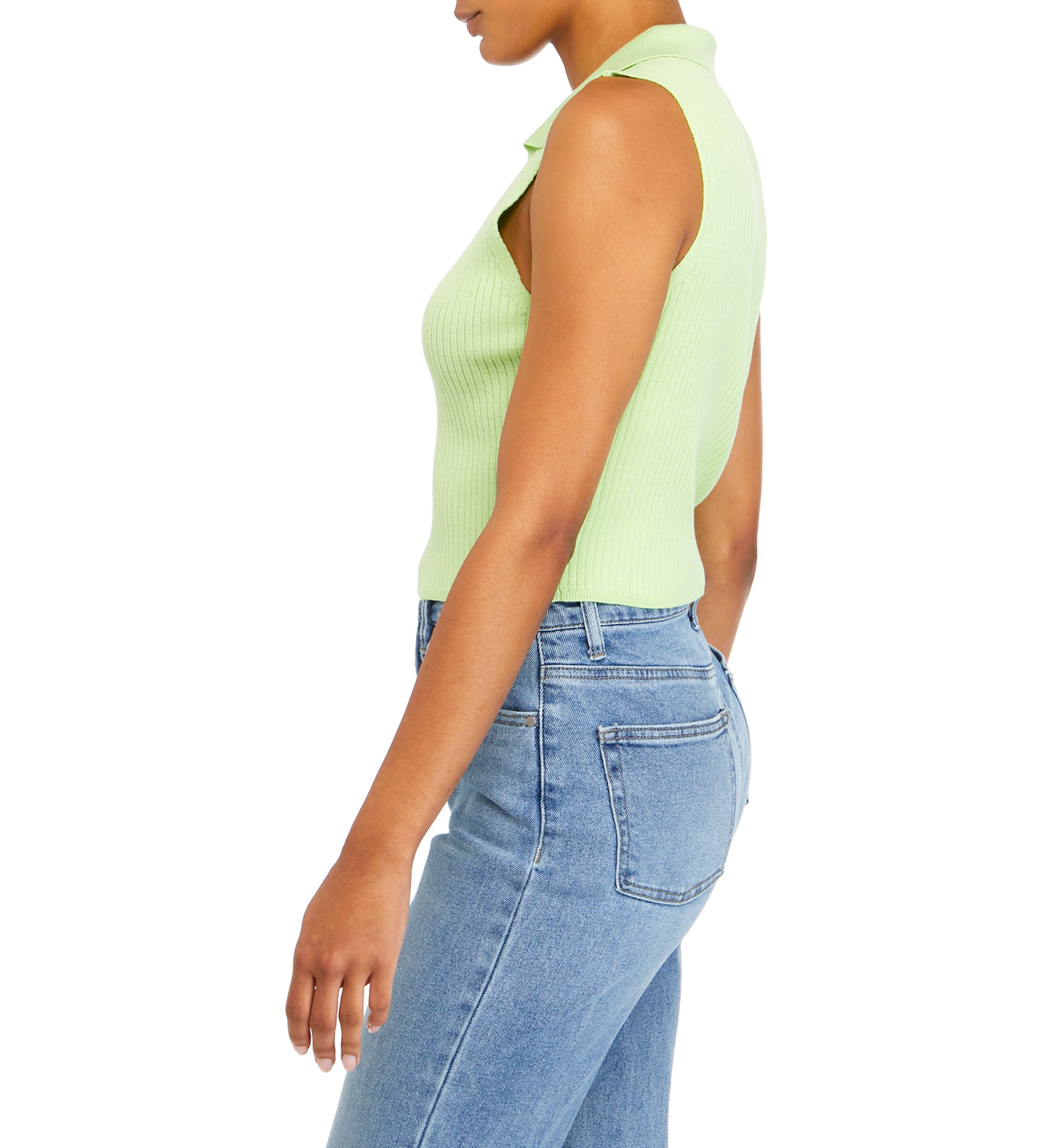 Juniors Sleeveless Collared Rib Sweater 