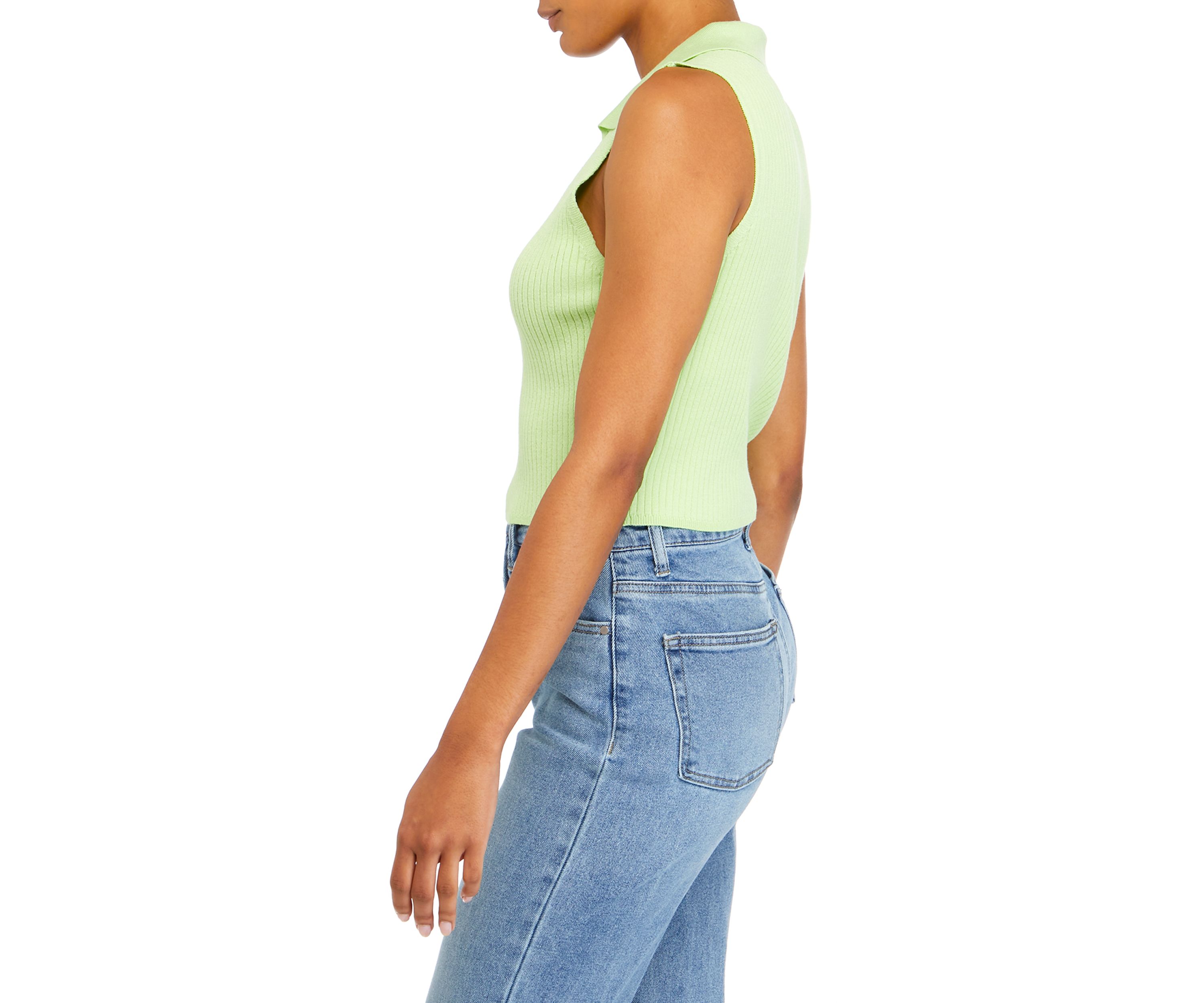 Juniors Sleeveless Collared Rib Sweater 