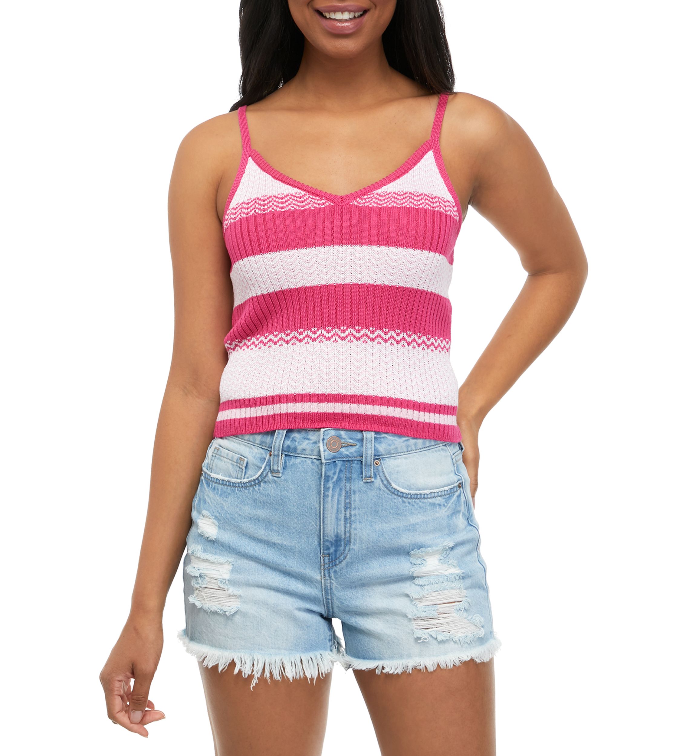 Juniors Sleeveless Striped Sweater 