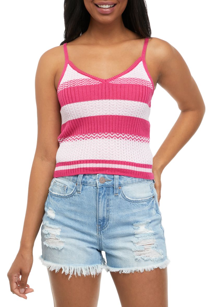 Juniors Sleeveless Striped Sweater 