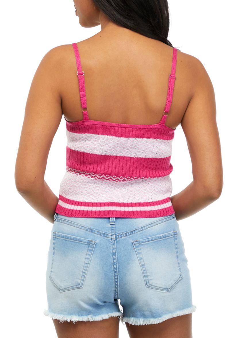 Juniors Sleeveless Striped Sweater 