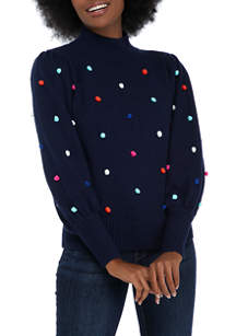 Crown & Ivy™ Women's Rainbow Pom Sweater | belk